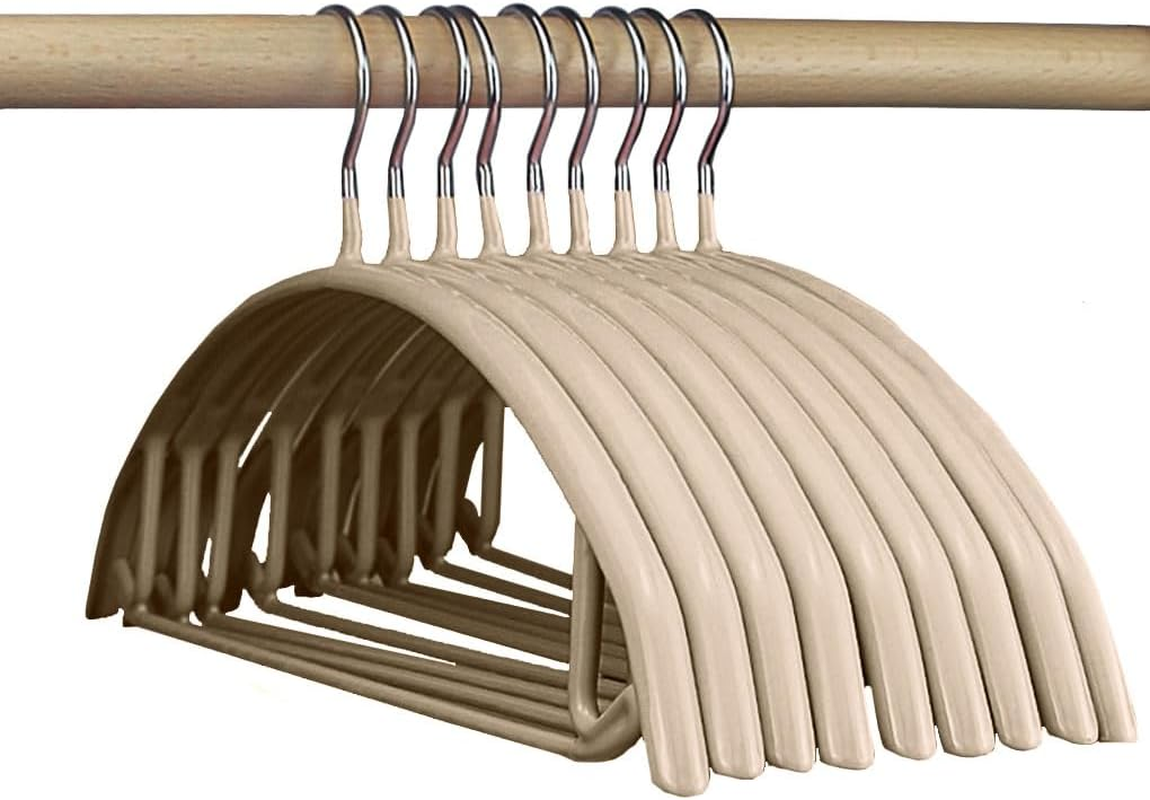 Vivva Clothes Pants Hangers, Coat Hangers Non-Slip Padded Closet Organizer Storage, Pants Hanger, Sweater, Dress, Jacket, No Shoulder Bumps, Not Plastic(Silver Grey, 10Pcs)