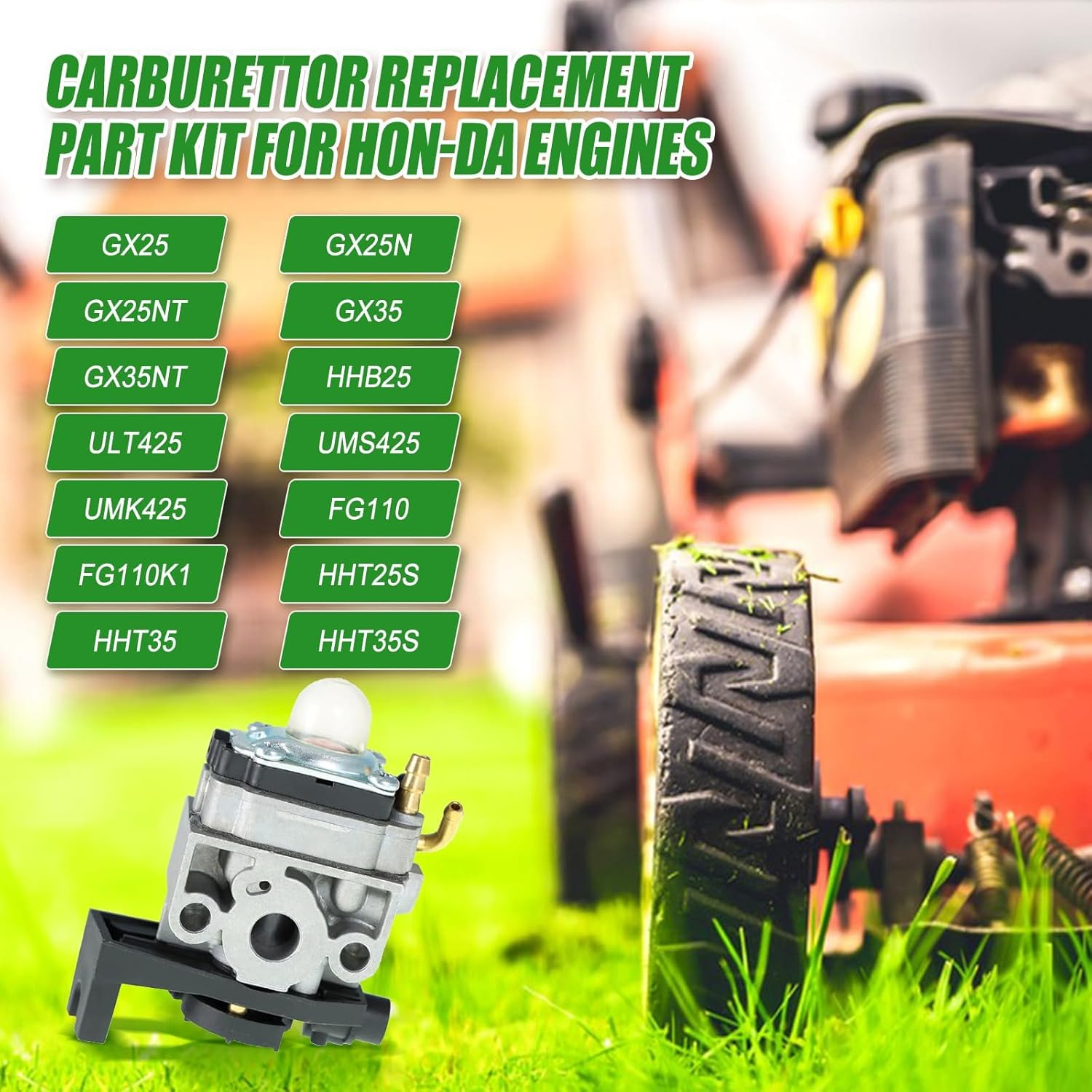 GX25 GX35 FG110 Carburettor Replacement Kit for Mantis Tiller for Honda Engines FG100 FG110 Carburetor Tiller Parts Gas Trimmer 4 Cycle GX25N HHT35 HHT35S HHT25S GX35NT Replace OE# 16100-Z0Z-034 image number 1