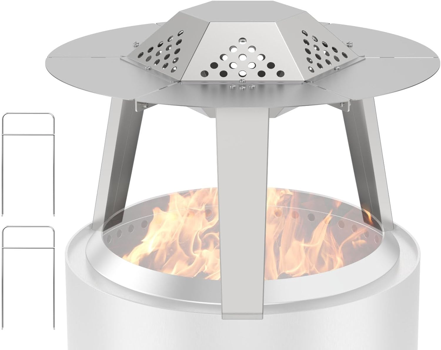 Heat Deflector for Solo Stove Ranger Accessories, Heat Diffuser for Solo Stove Ranger 15" Firepit Captures & Redirects Warmth, 304 Stainless Steel Ranger Heat Deflector with Carrying Handle & 3 Legs image number 1