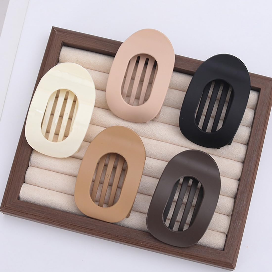 MUNZE Flat Hair Clip - Pack of 5 Flat Hair Clips Women'S Large - Lightweight, Non-Slip & Stylish, Perfect French Flat Claw Clip for Thick or Thin Hair, Everyday Life, Sports or Driving, Curvo Design