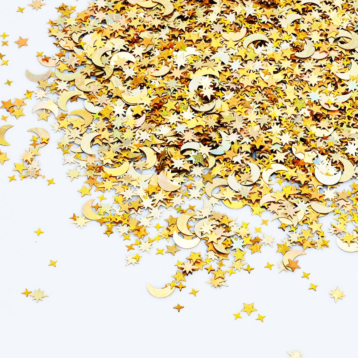 30G Star Confetti Silver Star and Moon Table Confetti, Metallic Glitter Foil Sprinkles Confetti, Sequins Star Moon Confetti for Birthday Wedding Party Halloween Christmas DIY Decoration