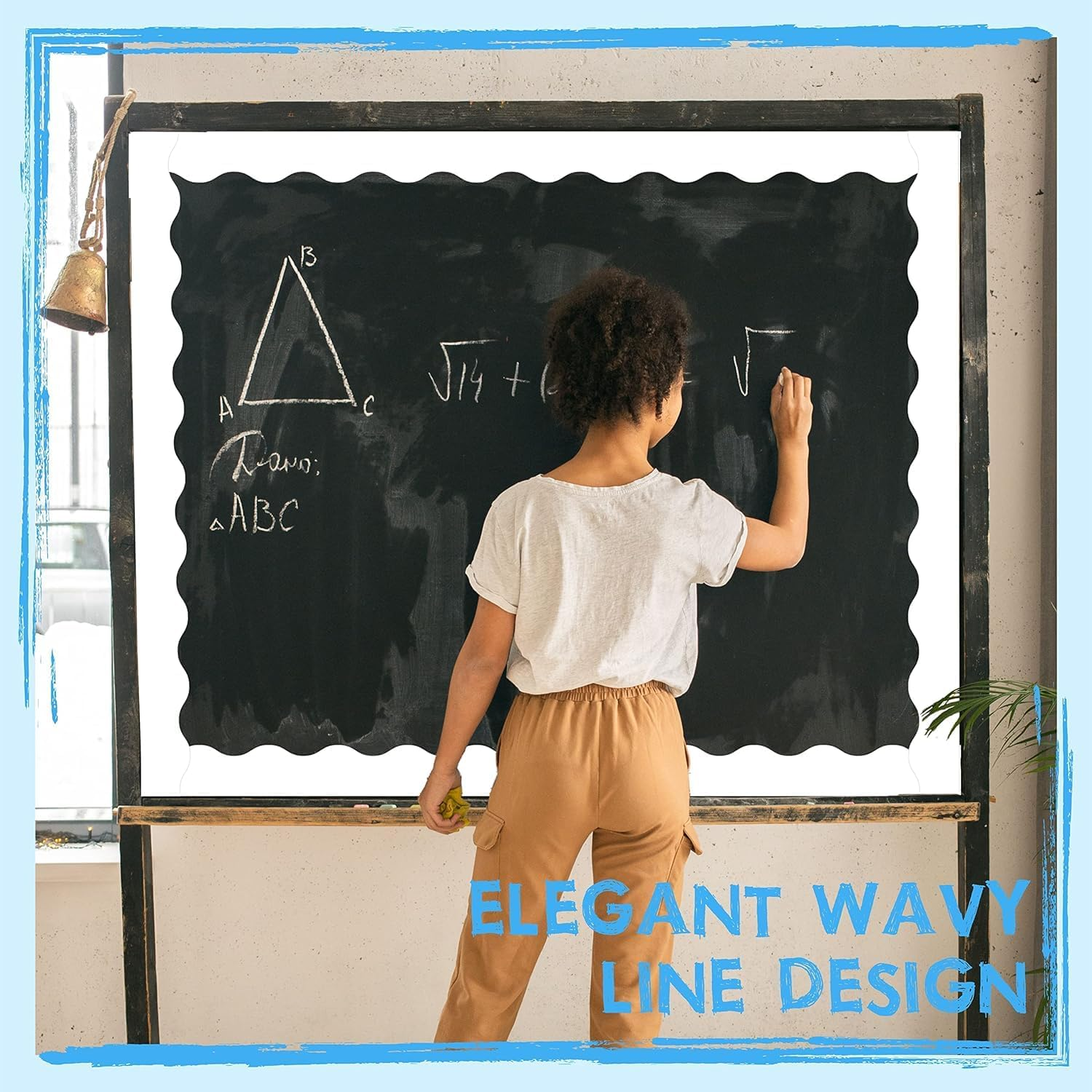 6 Rolls Bulletin Board Borders, 198 Ft Scalloped Rolled Border Trim with Wavy Line Design Yellow, Green, Red, Blue, Black, White Decoration for School, Classroom & Offices, 33Ft per Roll image number 4