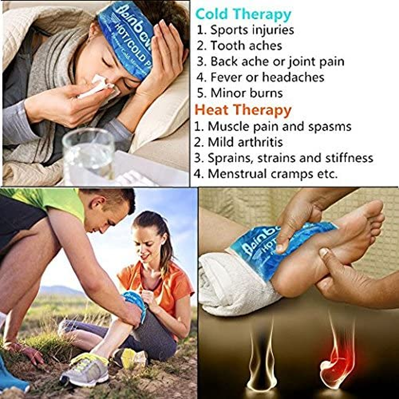 WORLD-BIO Flexible Ice Pack for Sports Injuries, Reusable Hot Cold Therapy Compression, Great for Migraine Headache, Stiff Neck, Arthritis Wrist, Knee Joint Strains, Ankle Sprains, 2 Packs - 4.3" X 9.8" image number 3