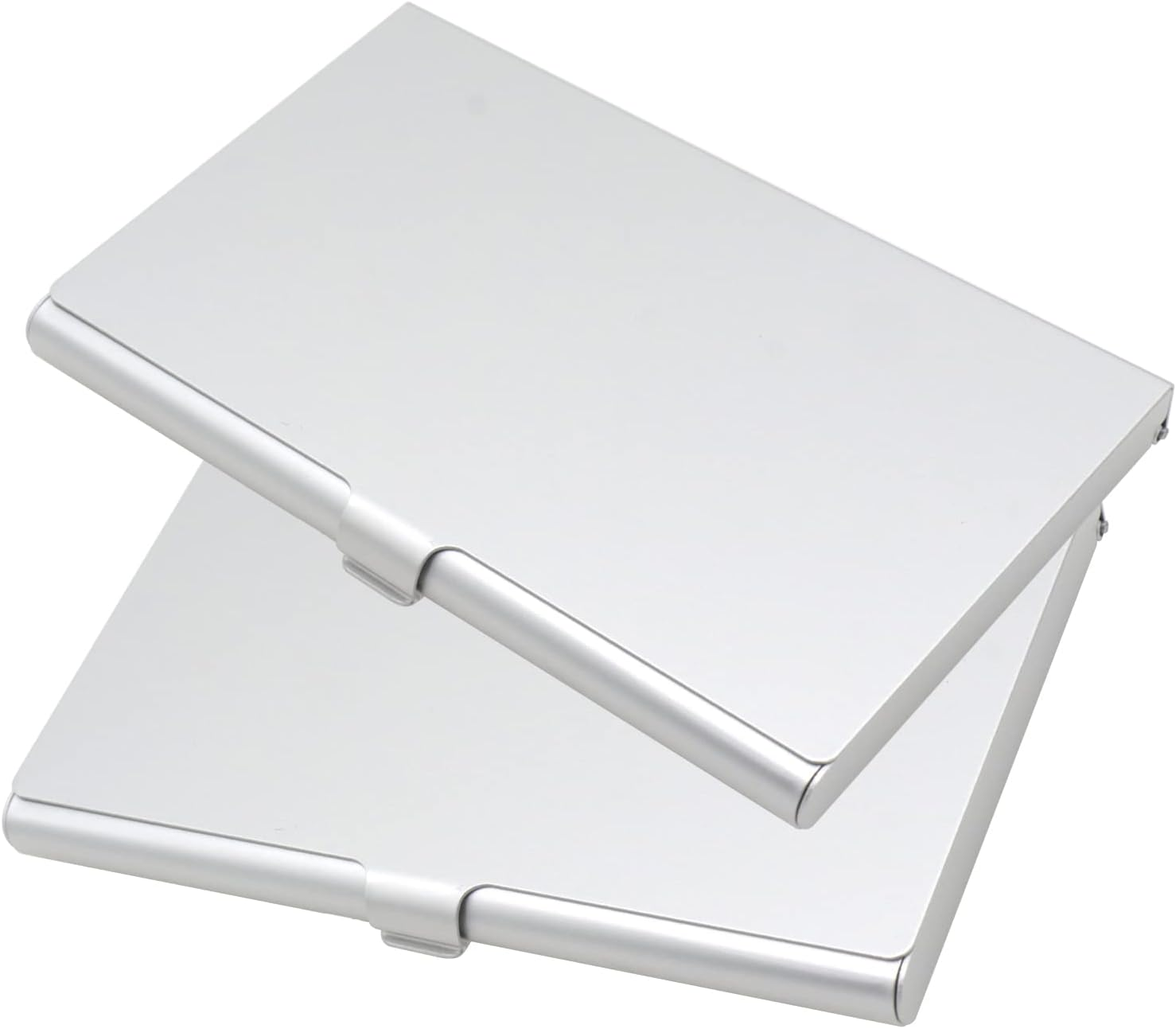 Pack of 2 Gold Metal Business Card Holder, Aluminum Alloy Business Card Case, Flip Cover Slim Pocket Business Card Holder, Purse Name Card Holders for Men & Women, Silver