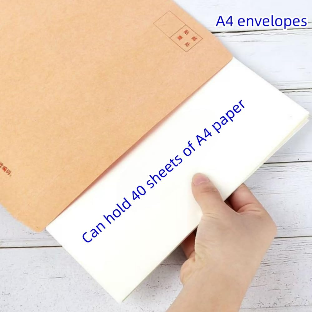 10 Pcs A4 Envelopes, Brown Kraft Catalog Envelopes, Mailing Envelopes, Kraft Paper Bags, Large Envelopes, Letter Envelopes for Organizing, Storage,Receipt, Home, Office image number 4