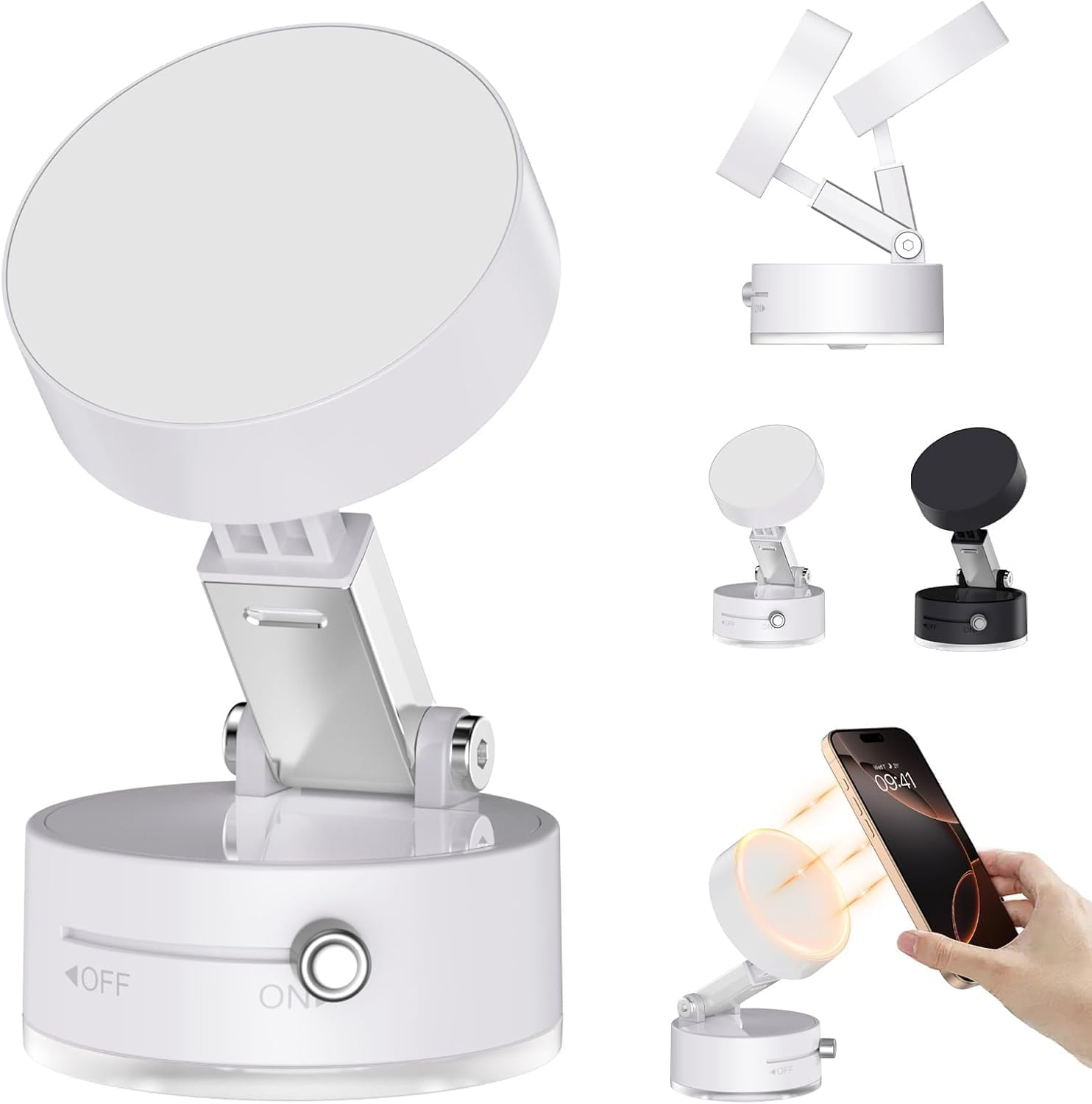 2025 Pro Magnetic-Vacuum Phone Mount - Foldable & Telescopic Car Holder with 360&deg; Rotation for 4WD Dashboards & Office Desks (Black)