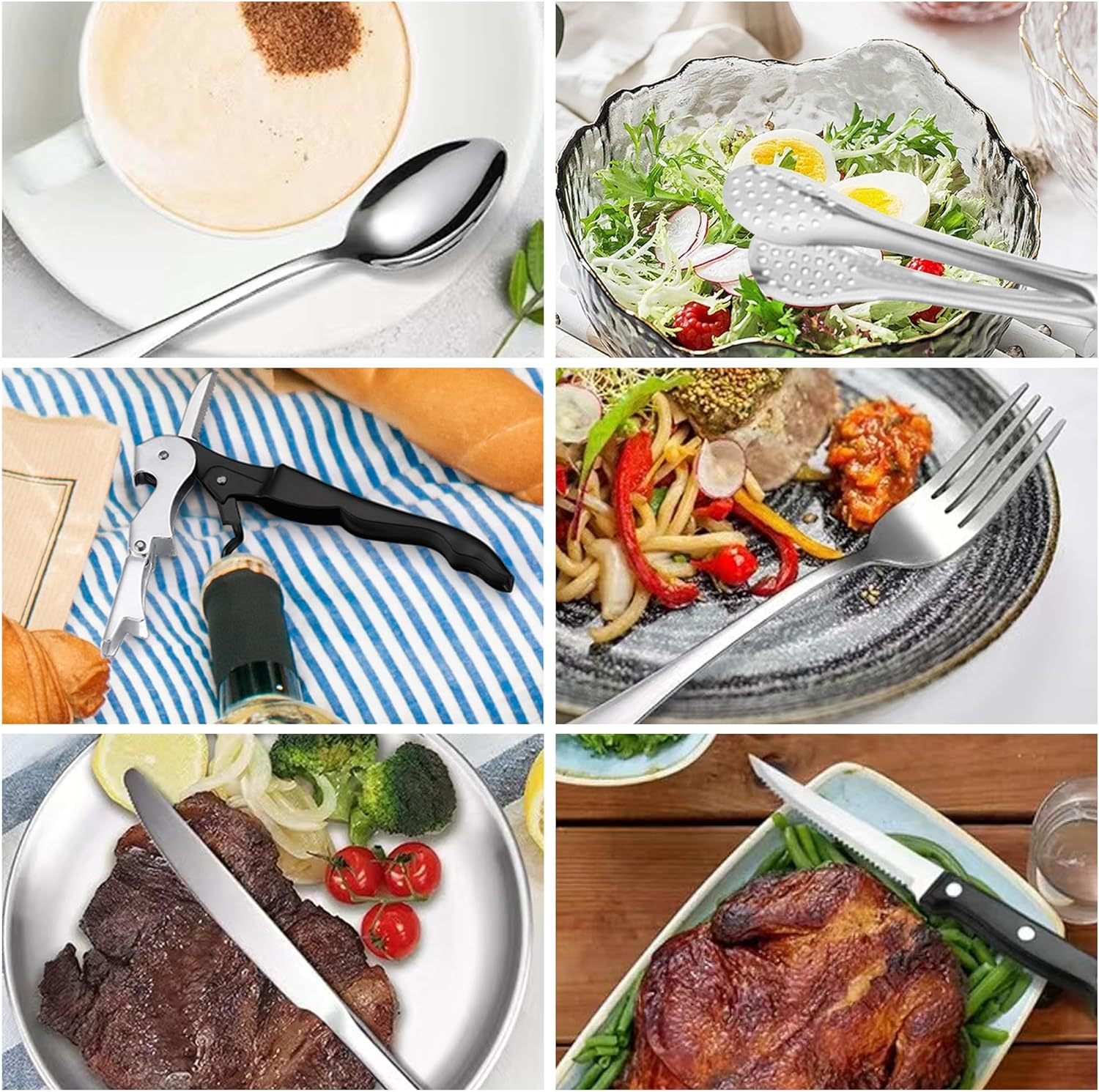 Camping Utensils Kit 20/11 PCS Outdoor Camping Dishes Set with Cutlery Bag, Spoon Fork Knife Plate Tongs for 4 People &ndash; Portable Picnic, Hiking, and Family Camping Tableware (Silver) image number 6