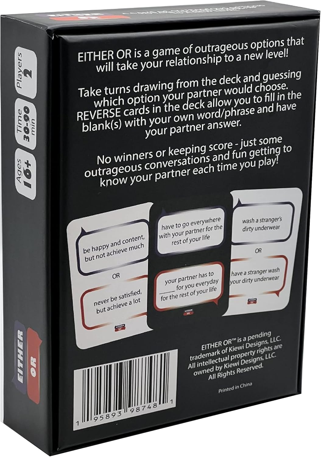 Either Or: a Card Game of Outrageous Options - Fun Card Game of Options for Couples image number 4