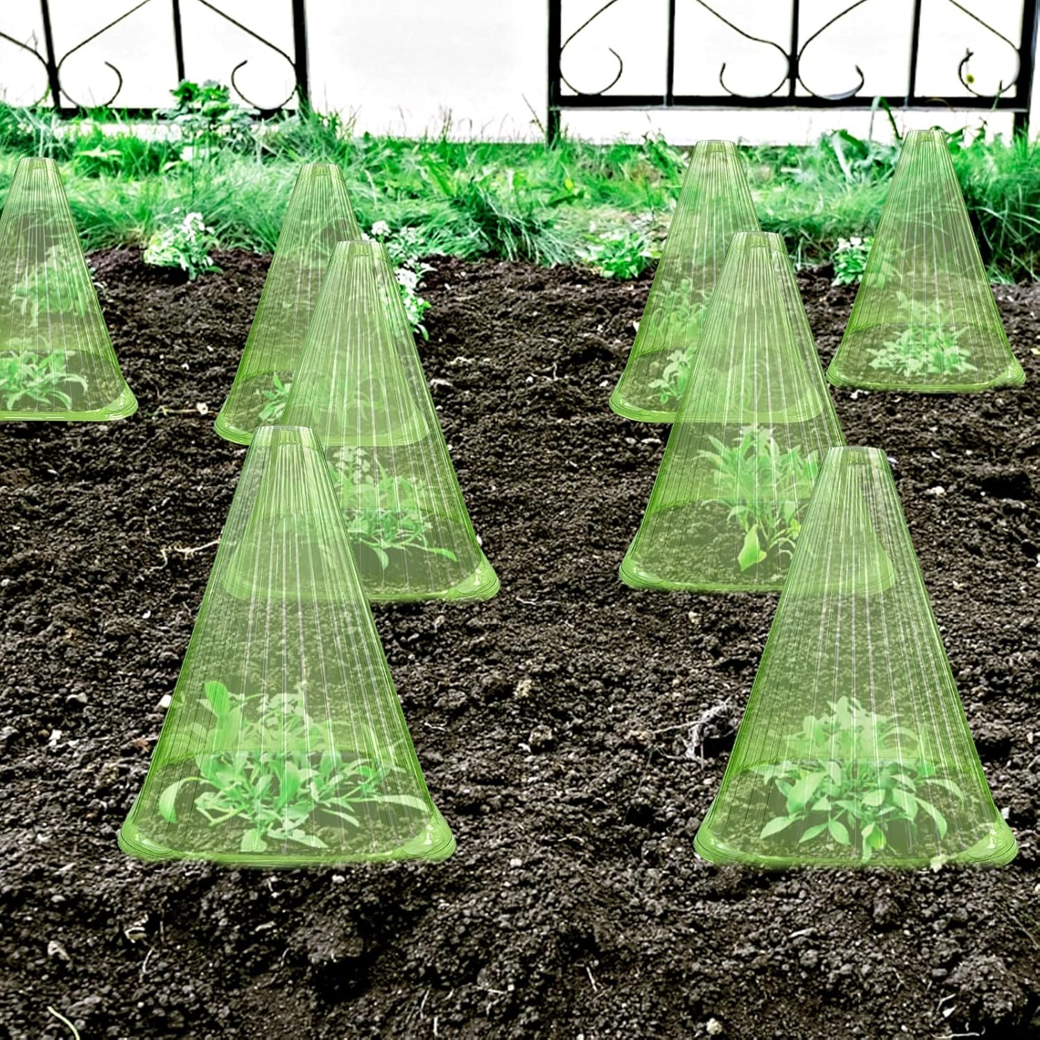 Foxtell 30 Pack Garden Cloches for Plants, 7.7" D X 8.7" H Reusable Plant Bell Cover,Protects Plants from Birds, Frost image number 6