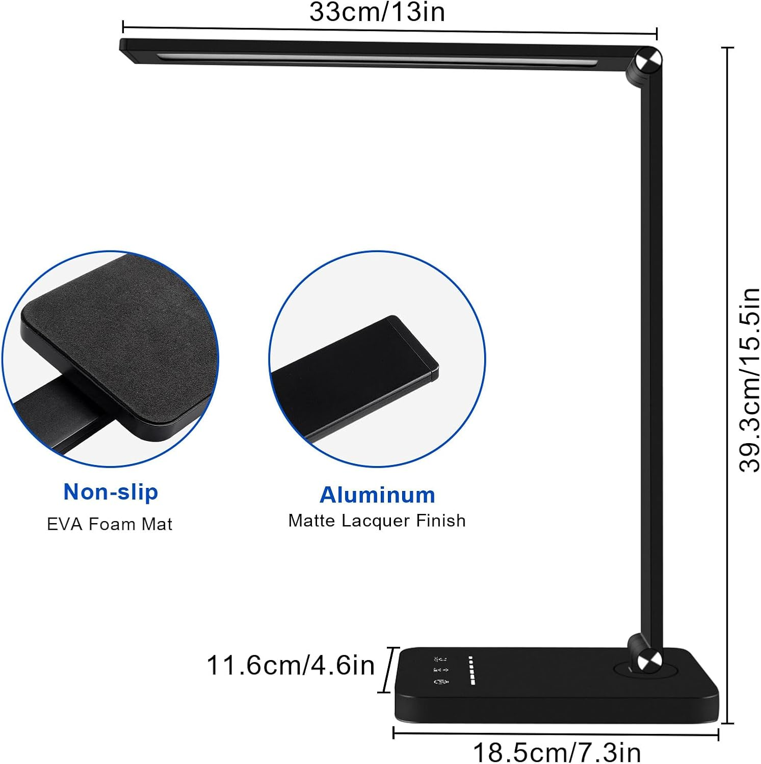Electight LED Desk Lamp, 50 Leds Touch Control Table Lamp, USB Port, 5 Light Modes & Memory FUNC, Dimmable Eye-Care Desk Light Study Light, 30/60 Min Auto-Off Timer for Reading, Office, Study image number 1
