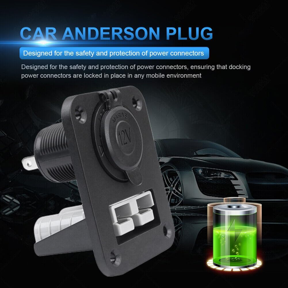 KUGONTC 12V-24V 50Amp Anderson Plug Flush Mount Panel Bracket 12V Cigarette Socket for Caravans image number 6