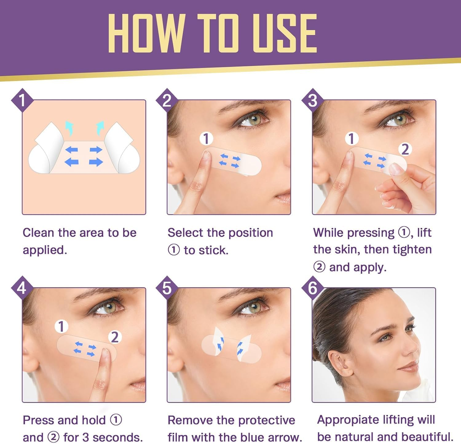 120 PCS Face Lift Tape Invisible,Face Skin Tape for Wrinkles Overnight,Neck & Forehead Wrinkle Patches,Instant Face Lift & Shape V Face, Hide Wrinkles & Double Chin image number 2