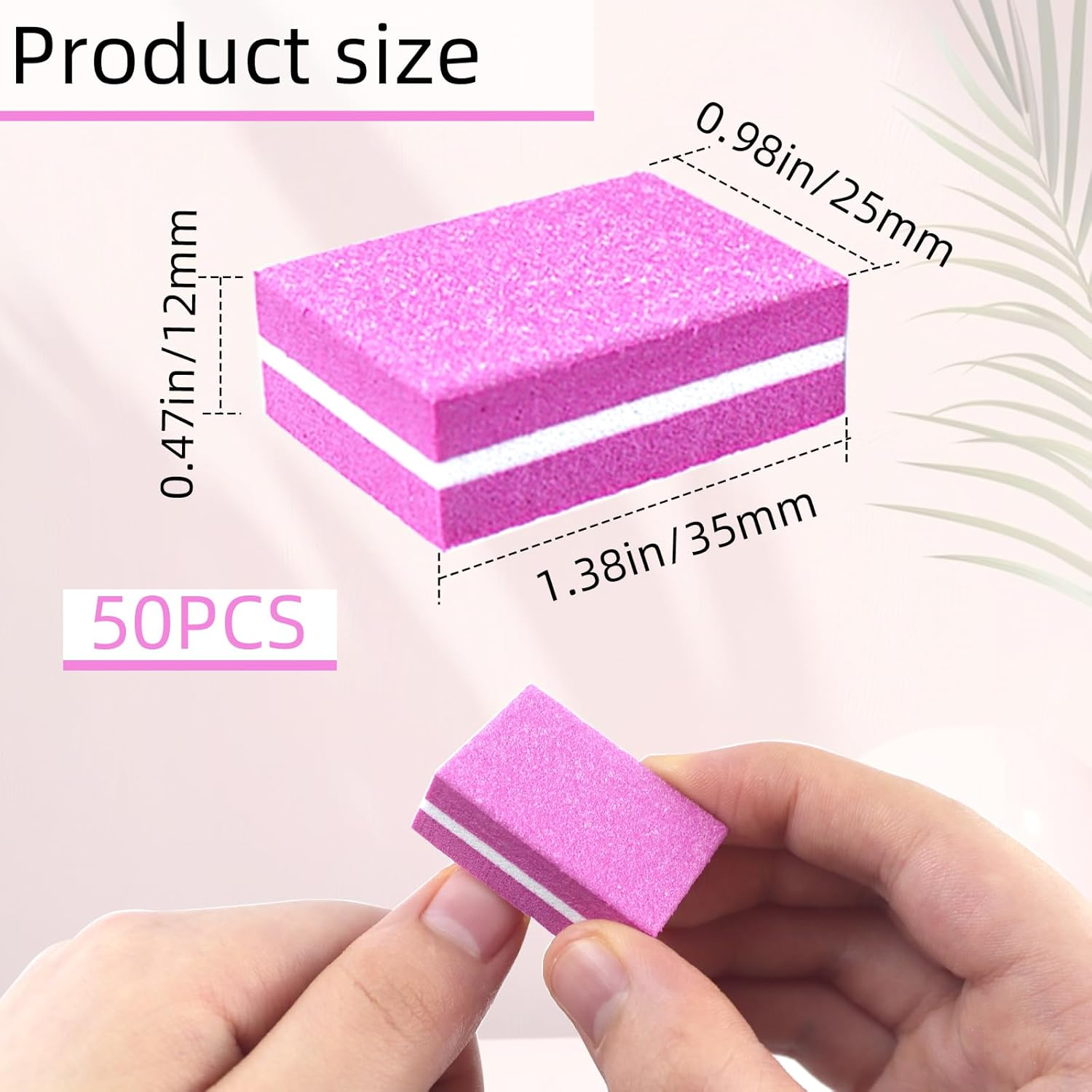 50Pcs Pink Sponge Nail Buffers,100/180 Grit Mini Nail Files,Mini Buffer Block Nail File for Acrylic & Natural Nails,Double-Sided Buffing Blocks for Manicure & Pedicure, Salon & Home Use image number 4