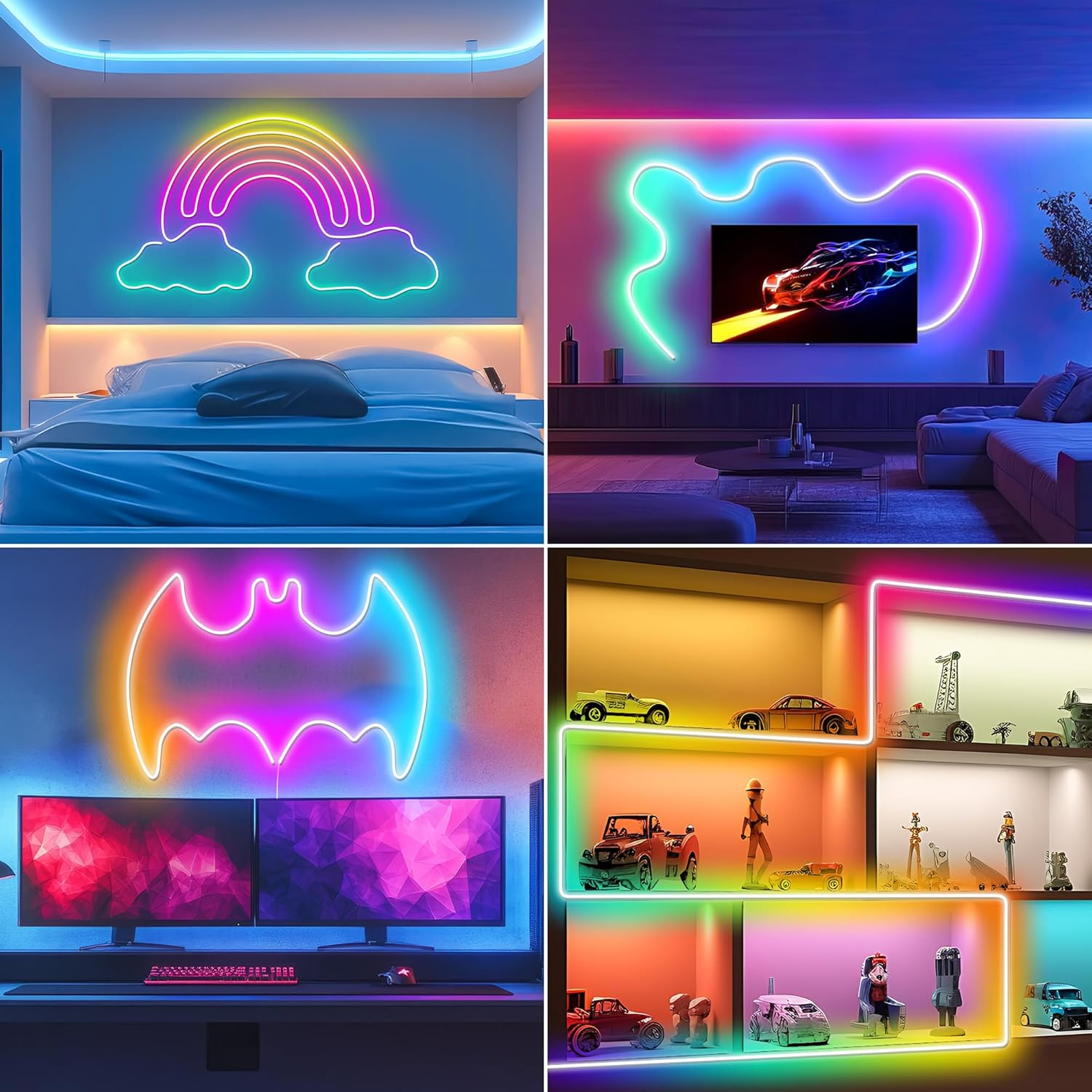 Cozylady USB Neon Rope Lights 3M,Waterproof 10Ft RGB+IC LED Rainbow Lights with Bluetooth App/Remote Control,Music Sync,Running Effect Neon Strip Light for Bedroom Gaming Wall Decor Outdoor image number 6