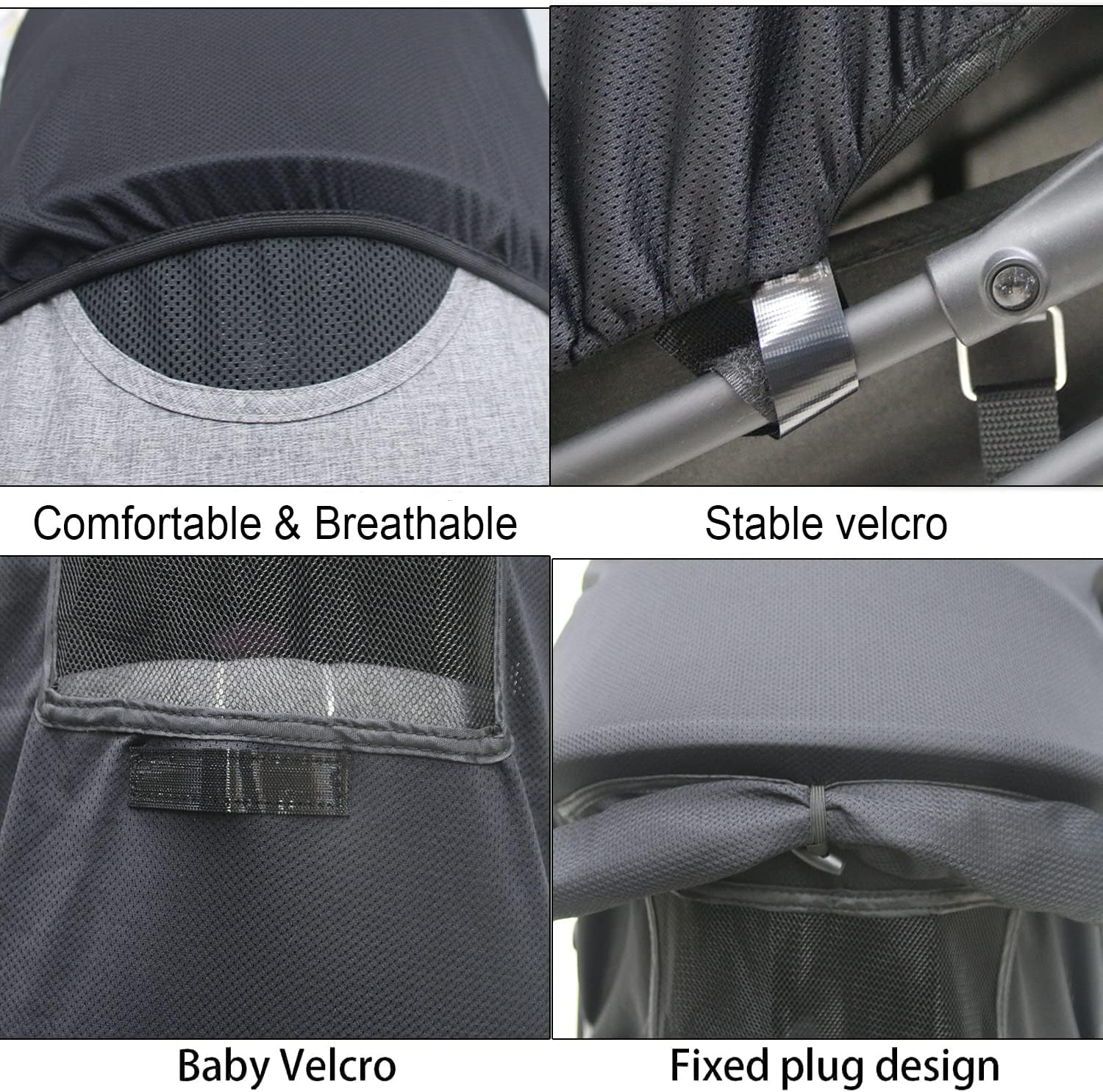 Universal Buggy Pram Sunshade,Baby and Toddler Buggy Sun Cover with Viewing Window, Sun Shield UV Protection Blackout Blind for Baby Pushchairs and Srollers- Easy to Install（Black)） image number 5