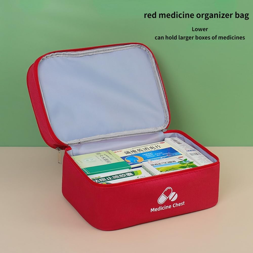 Frafuo Double-Layer Empty Travel First Aid Kit for Car-Large First Aid Kit Bag for College Dorm Student-Travel First Aid Bag for Home-Portable Camping Medical Supplies Organizer Bag for Businesses（Empty Bag） image number 4