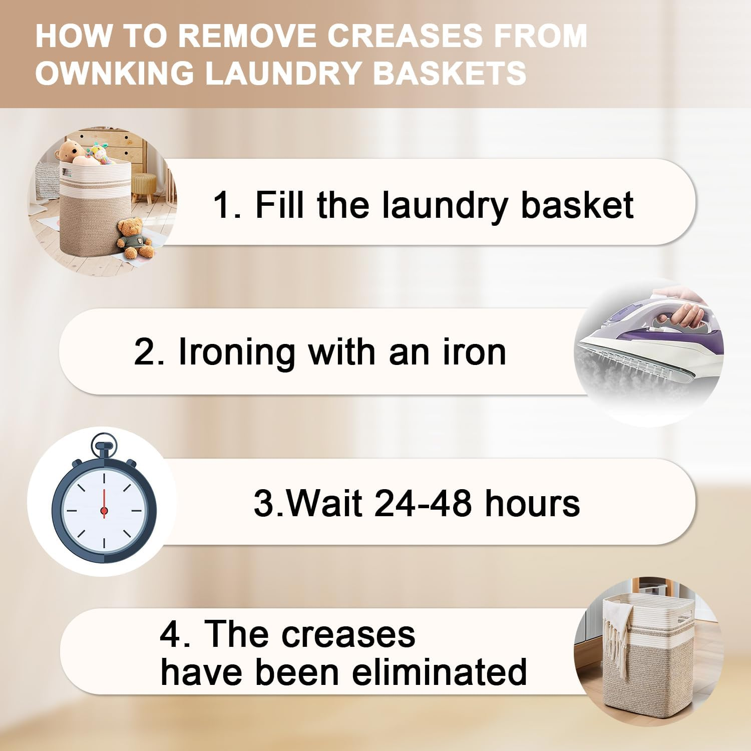 OWNKING Laundry Basket, Tall Woven Cotton Laundry Hamper, Large Capacity Collapsible Storage Basket, Decorative Versatile Blanket Basket for Clothes, Blankets, Toys Storage & Organization, 16X13X22In