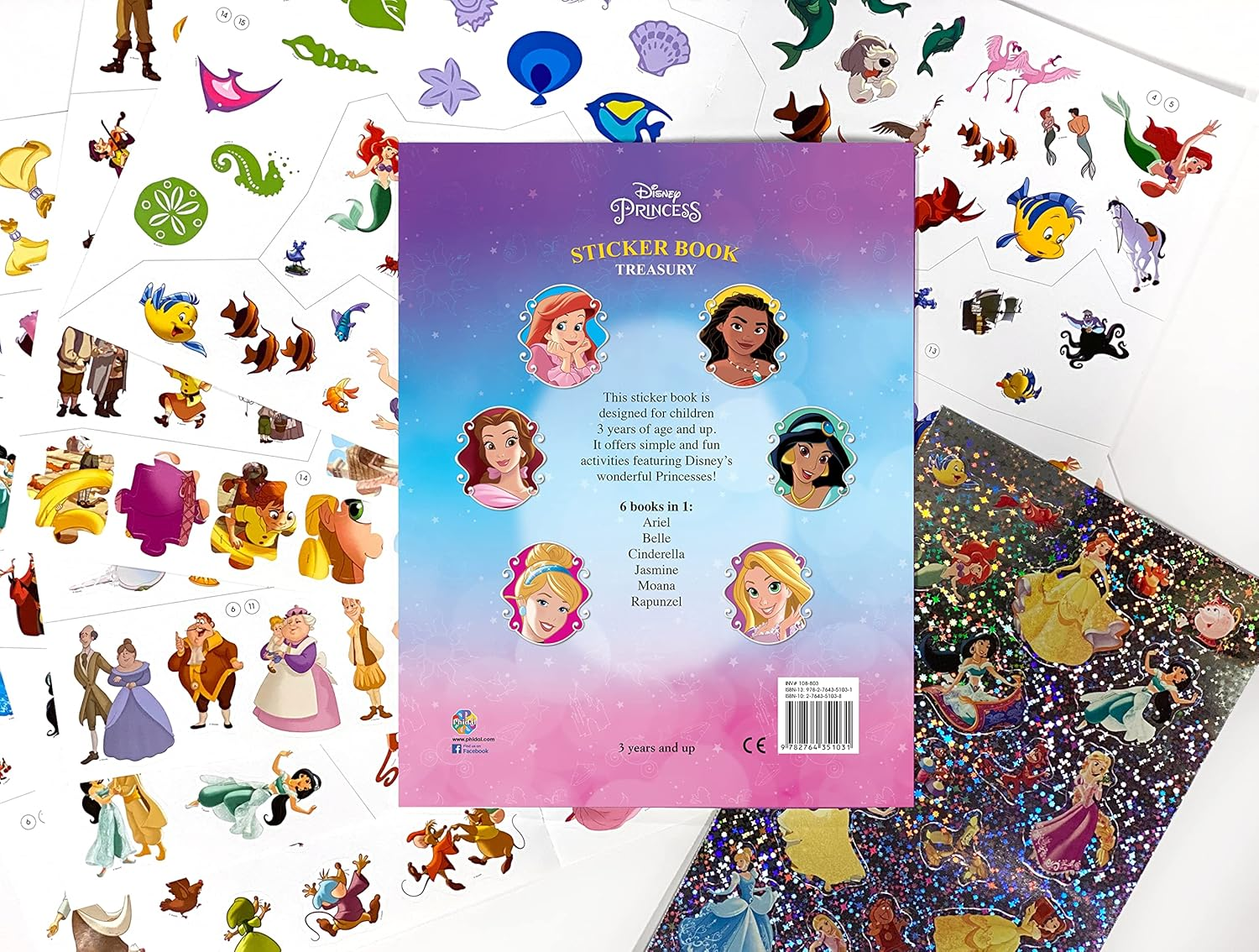 Disney Princess Sticker Book Treasury - Activity Books for Kids, 350 Reusable Stickers, 96 Pages of Fun image number 5