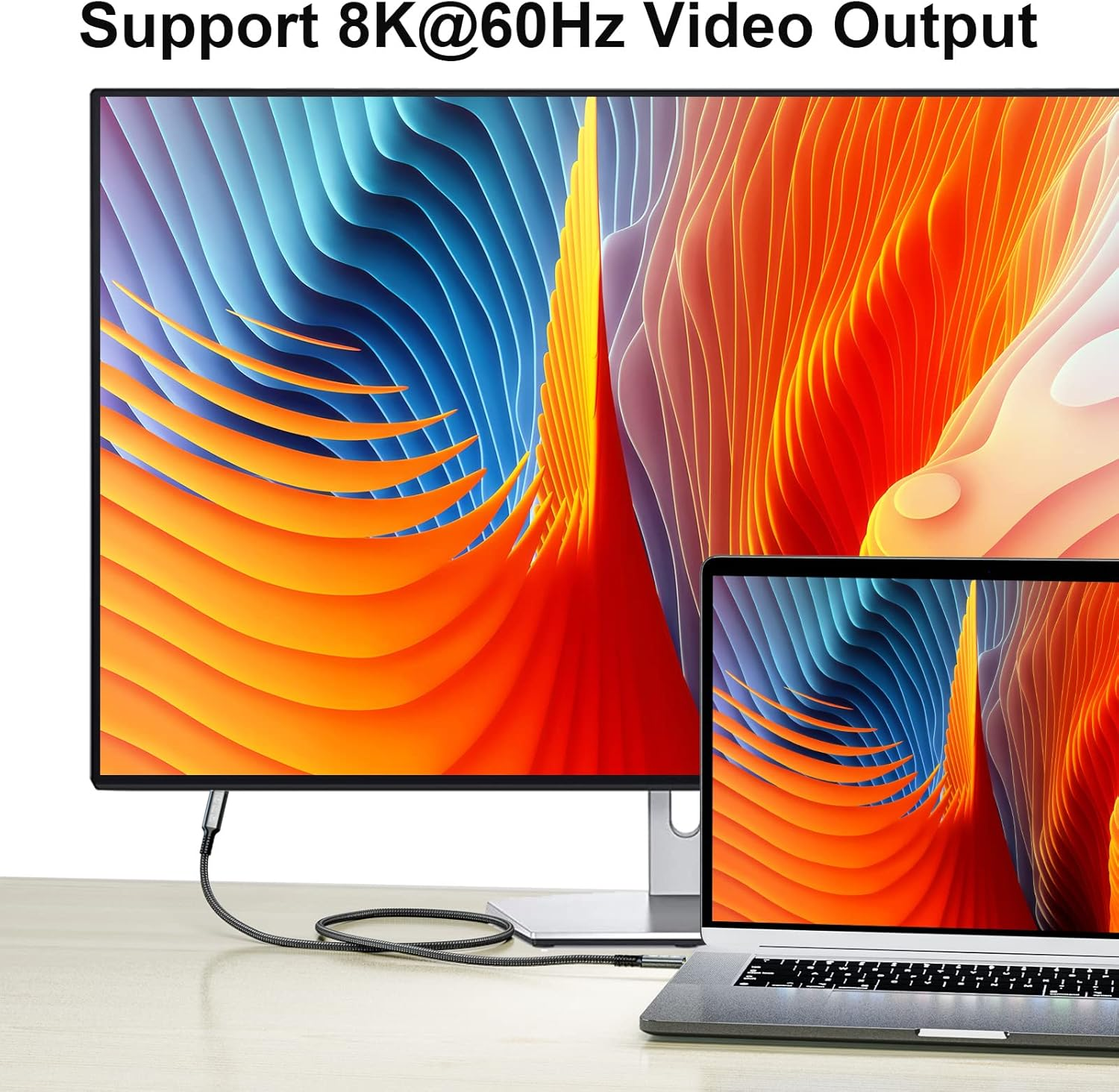 CABLEDECONN Thunderbolt 4 USB4 8K Cable, 0.8M Male to Female, USB-C Compatible, 40Gbps Data, 100W PD, Macbook Pro, Dell XPS, Egpu image number 6