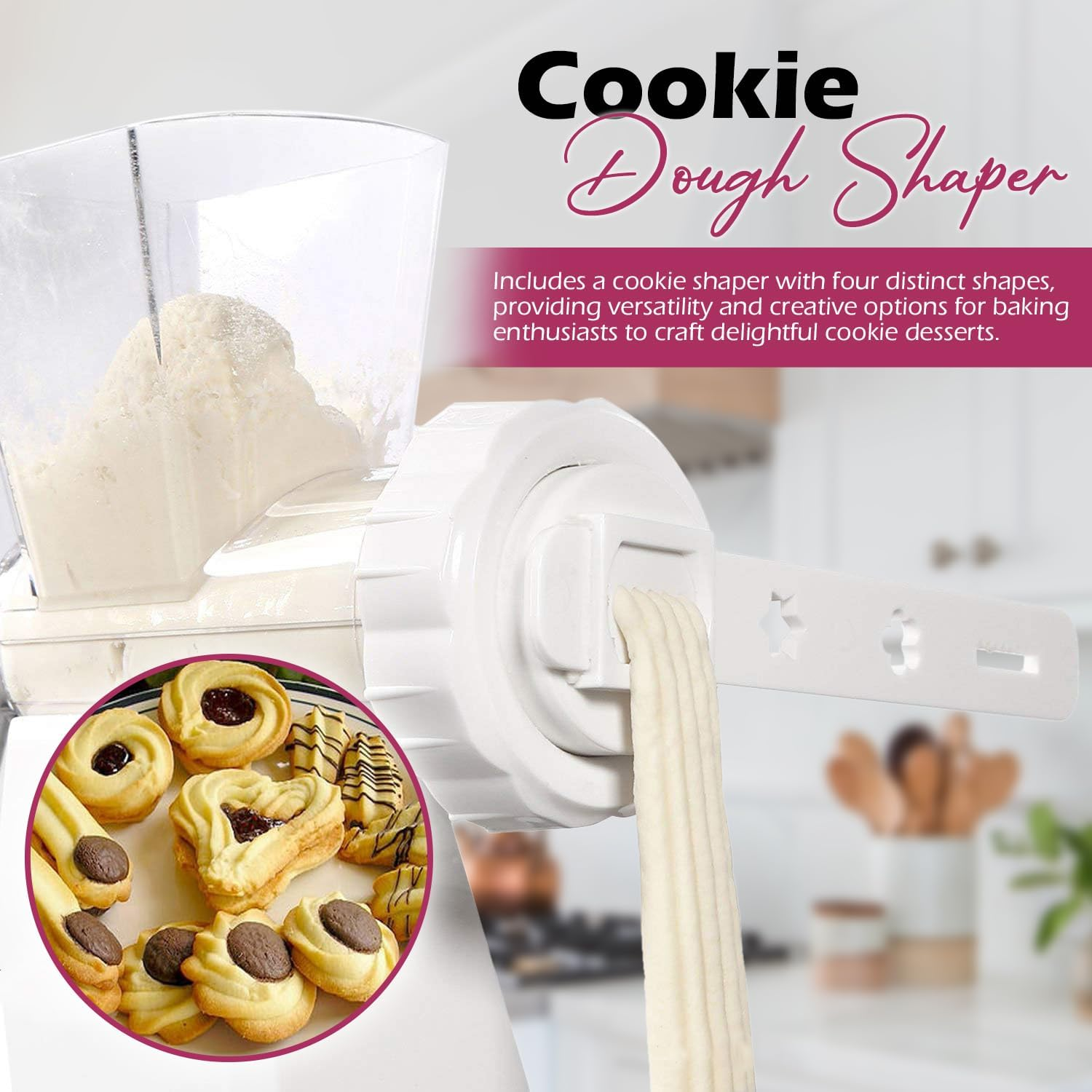 Manual Meat Grinder with Heavy Duty Suction Base &ndash; Stainless Steel Blades 2 Cutting Plates Sausage Stuffer Tube Cookie Dough Shaper & Pusher 3-In-1 Multifunctional Food Mincer for Meat Veggies Baking