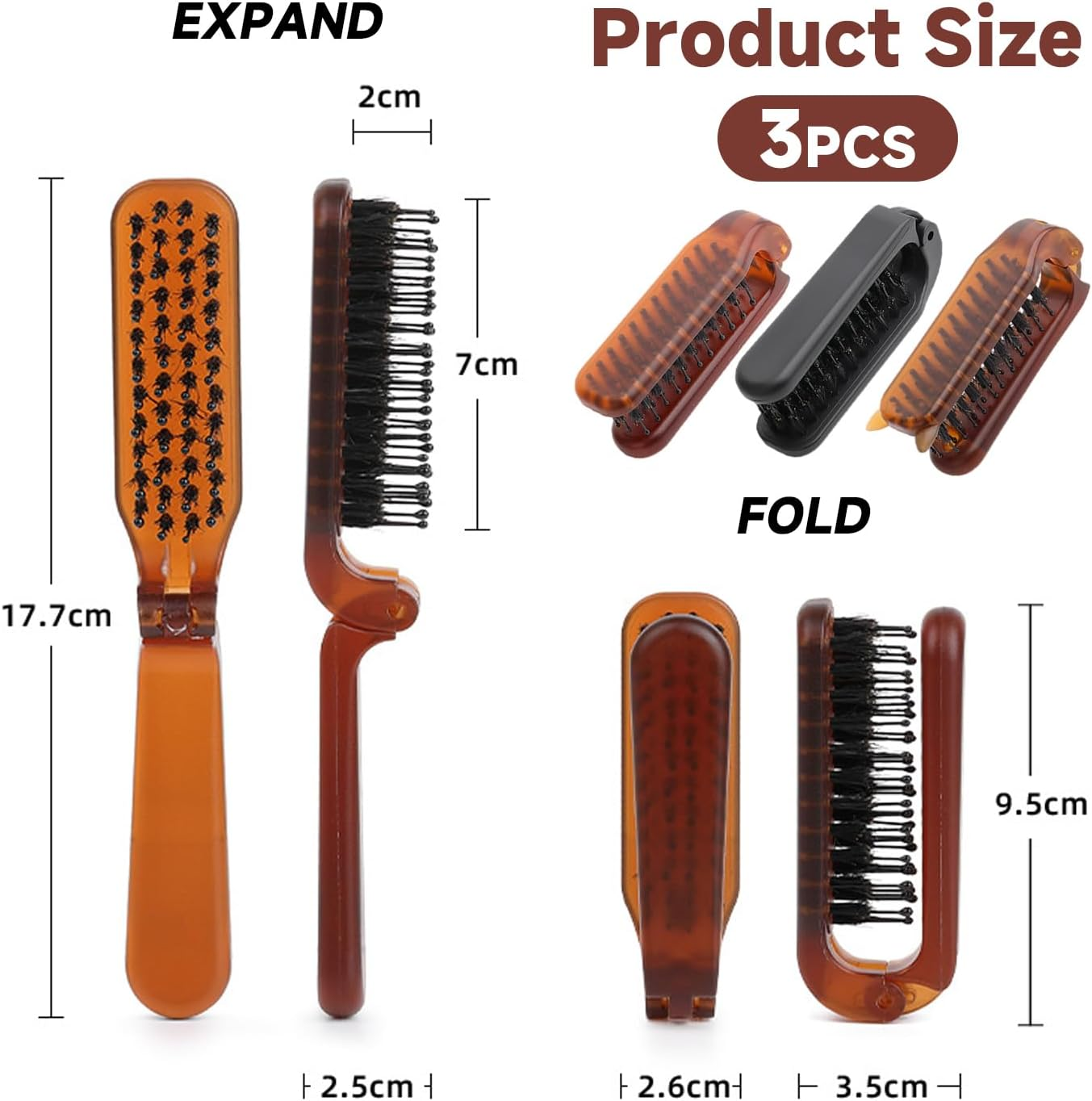 3 Pieces Foldable Comb, Portable Comb, Fluffy Hair Comb, Styling Comb, Hairdressing Tool