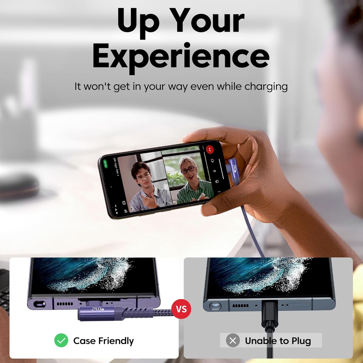 Toocki 240W 2Pack USB C to USB C Cable [3M+3M], PD3.1 Fast Charging & 480Mbps, Nylon Braided Right Angle Type-C Cord for Iphone 17/Iphone 16 Pro Max/Macbook Pro/Ipad/Galaxy S25, Purple