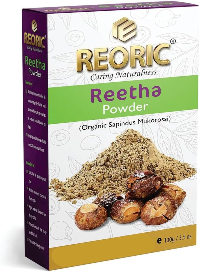 Reoric Reetha Amla Shikakai Powder |Reetha Amla Shikakai Powder for Hair |Aritha Powder |Soap Nuts for Hair |Sapindus Nuts |Amla Powder |Indian Gooseberry Powder |Shikakai Powder(300G, Pack of 3) image number 1