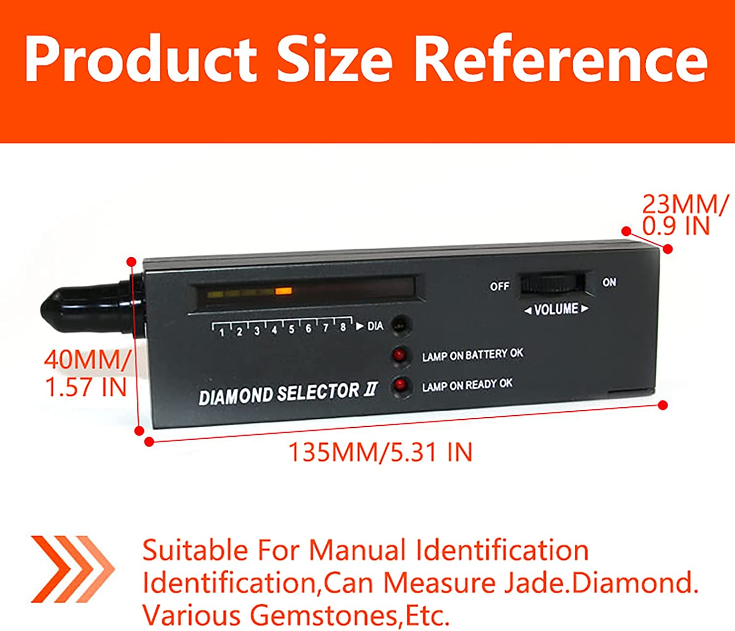 High Accuracy Diamond and Gemstone Detector - Portable Tester Pen with LED for Moissanite (Black) image number 1