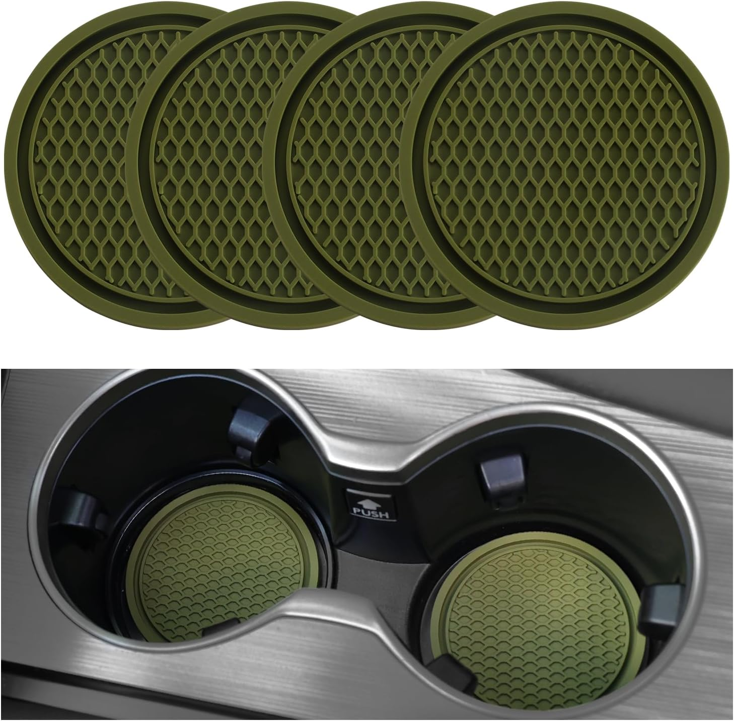 SINGARO Car Cup Coaster, 4PCS Universal Non-Slip Cup Holders Embedded in Ornaments Coaster, Car Interior Accessories, White