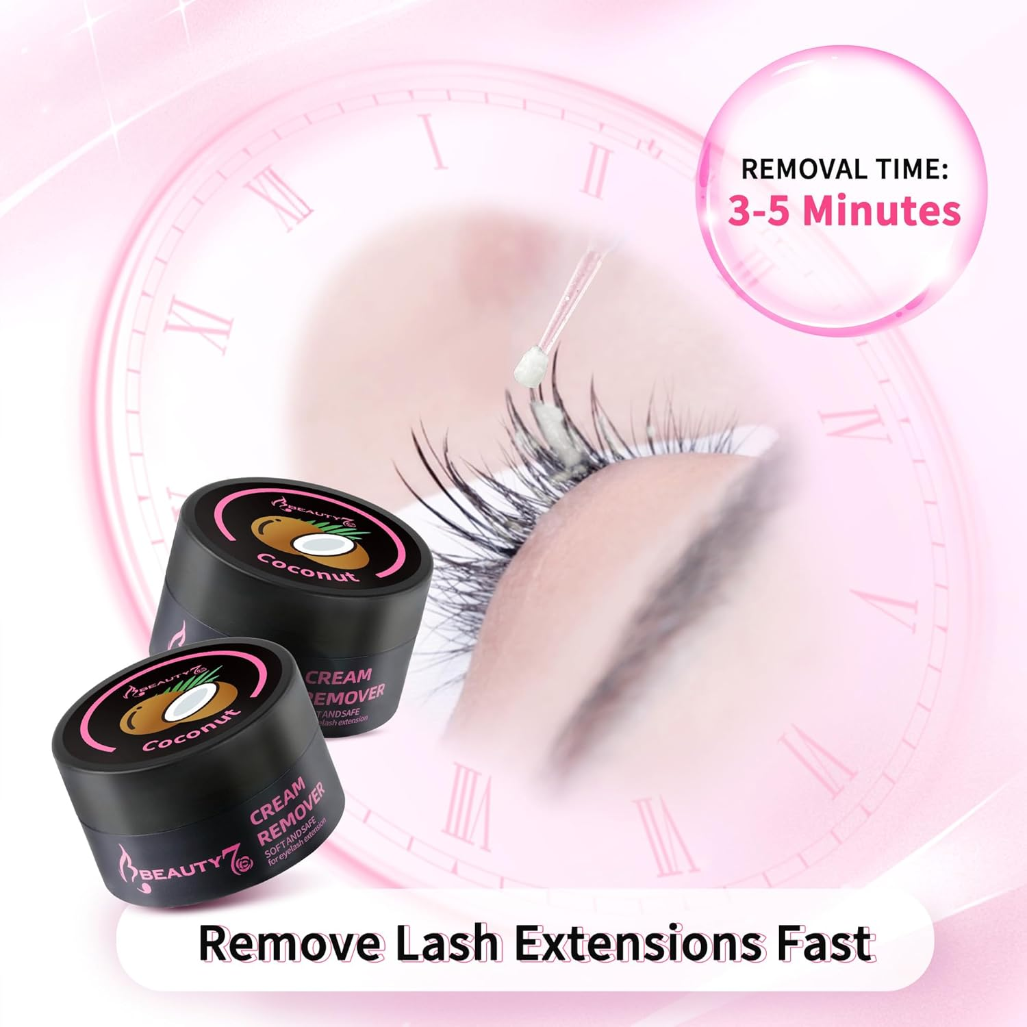 Beauty7 Eyelash Extension Glue Remover Cream, Eyelash Extension Removal Anti-Allergic and Odorless 5G Coconut Scent Eyelash Glue Remover image number 1
