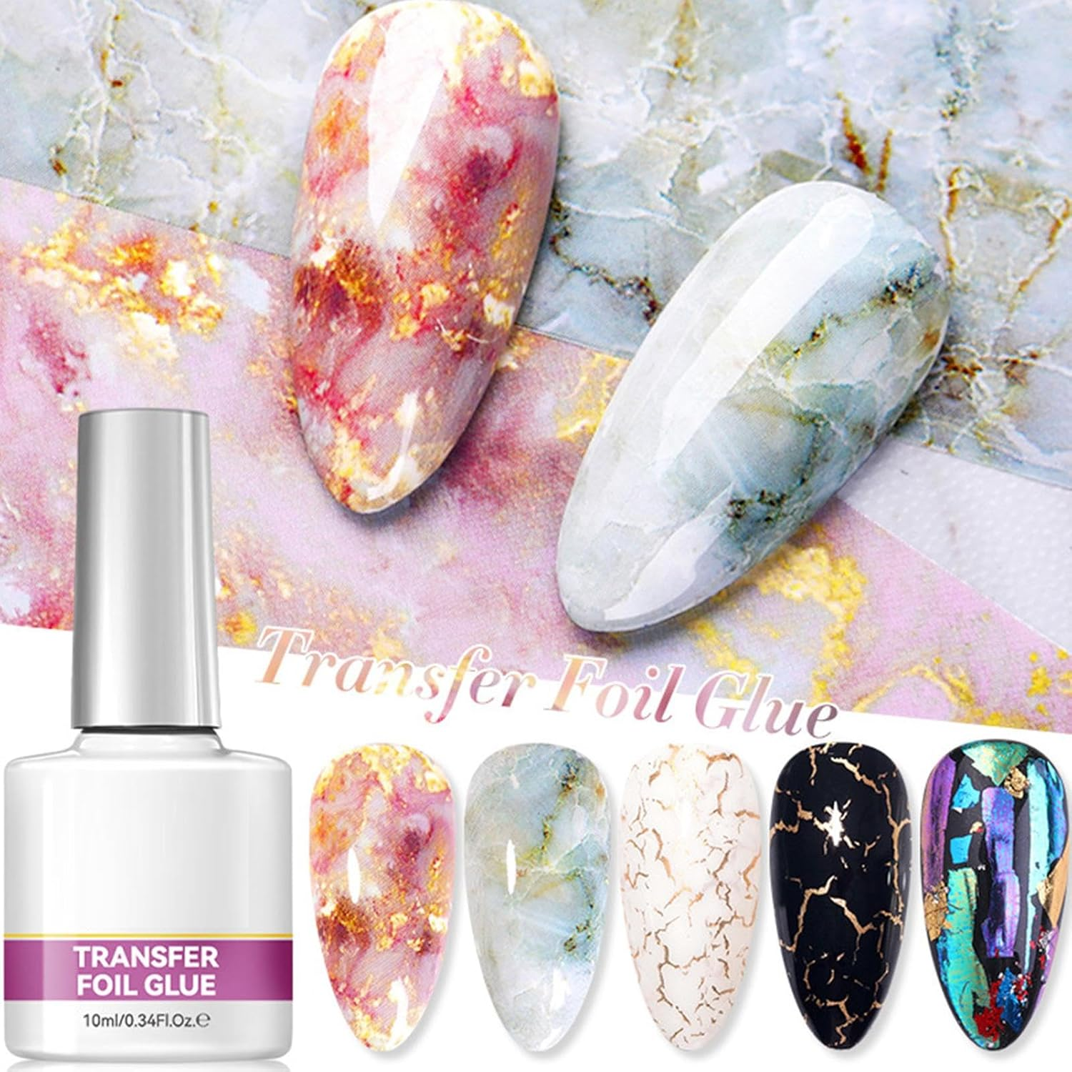 Nail Foil Transfer Glue, 10Ml Strong Manicure Adhesive, Nail Glue Transfer, for Women Beginners Professionals Home Salon Wedding Party image number 2