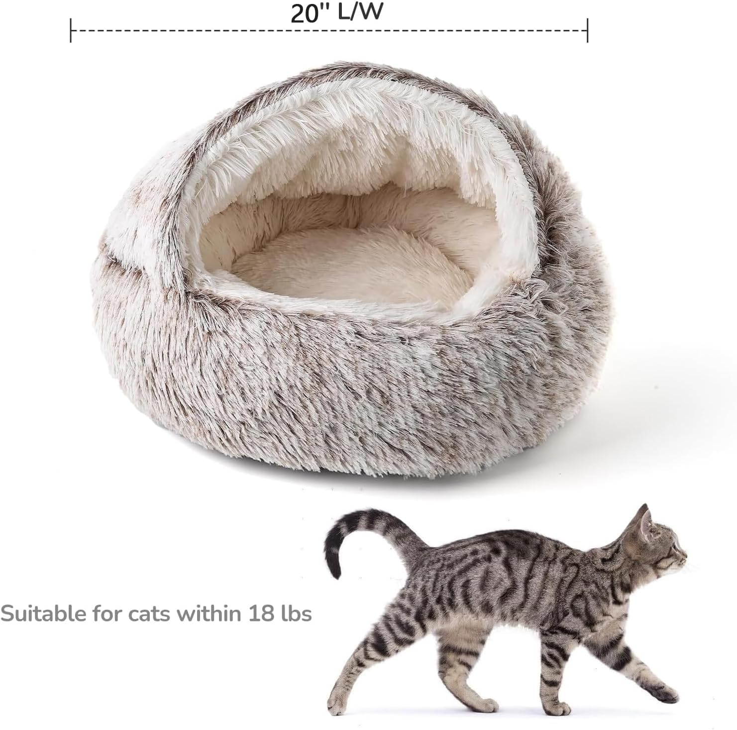 METOY Cat Bed,Plush Hooded Cat Beds for Indoor Cats, Calming Cat Nest,Self Warming Cat Bed Cave,Cozy Cat Pod for Indoor Cat or Small Dog,Removable Washable Cat Cove with Non-Slip Bottom image number 3