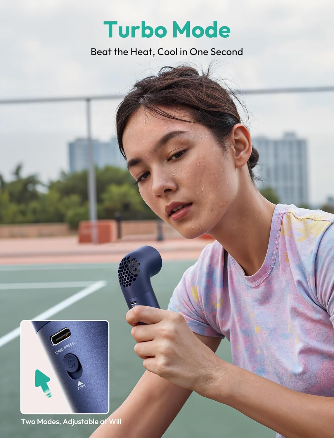 Aecooly Portable Handheld Fan, Powerful Turbo Mini Fan, 19000 RPM High Speed Aero Pro, 15H Max Cooling Time, 6 Speeds Aluminum Case, Pocket Rechargeable Personal Small Travel Gifts for Women Lash-Blue image number 2