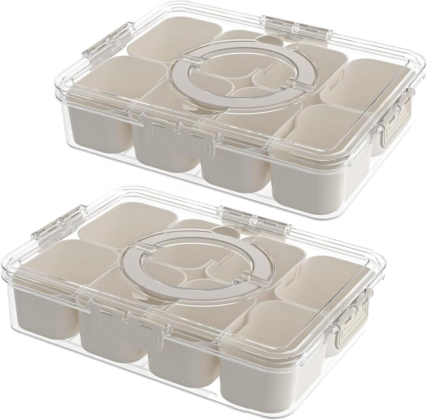 8-Grids Condiment Box, Set of Seasoning Box with Lids and Spoons for Kitchen/Refrigerator, Pepper Spice Salt Sugar Storage Container (2-Pack) image number 1