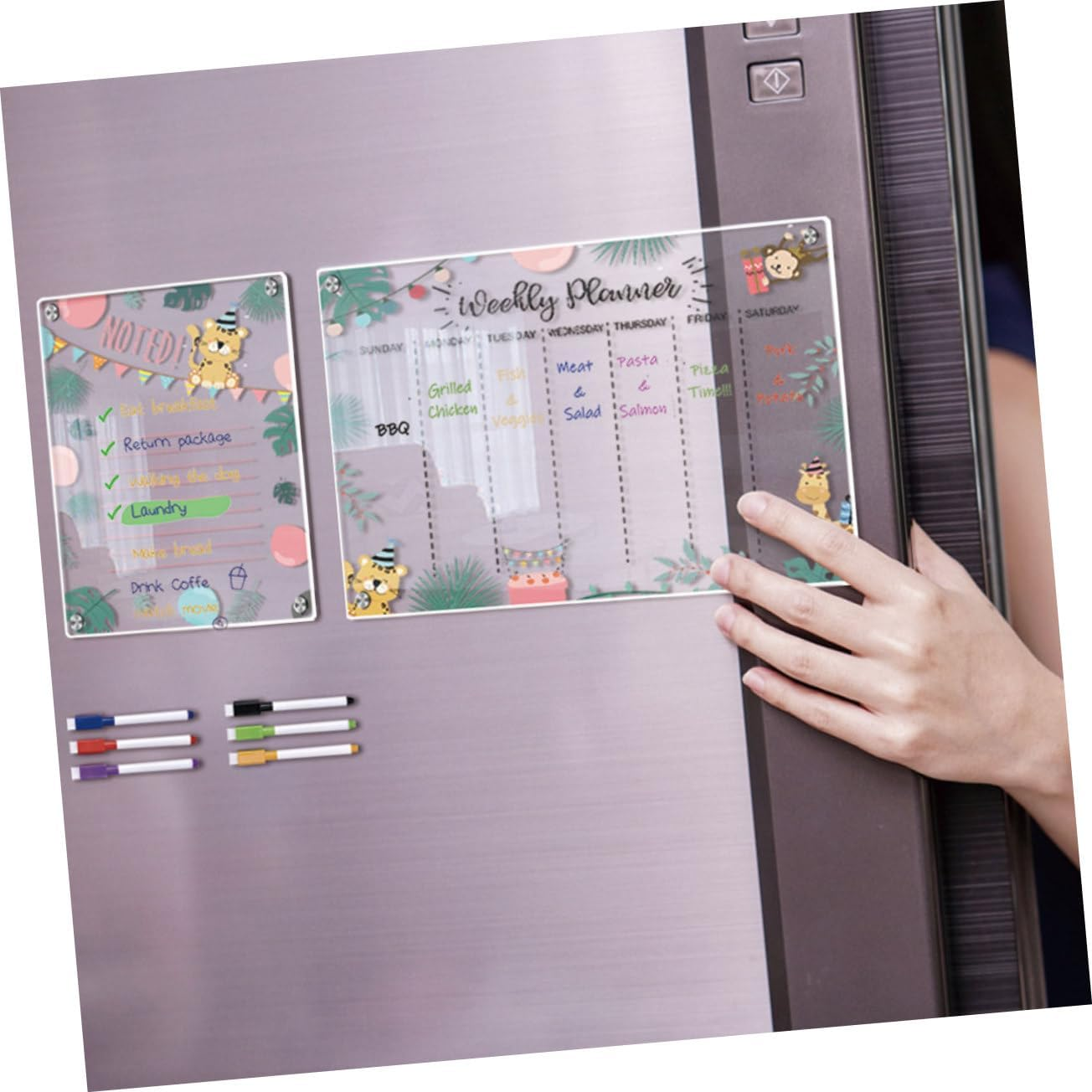 TEHAUX Magnetic Planning Message Board Whiteboard Calendar Acrylic Magnetic Dry Erase Fridge Planner Board image number 3