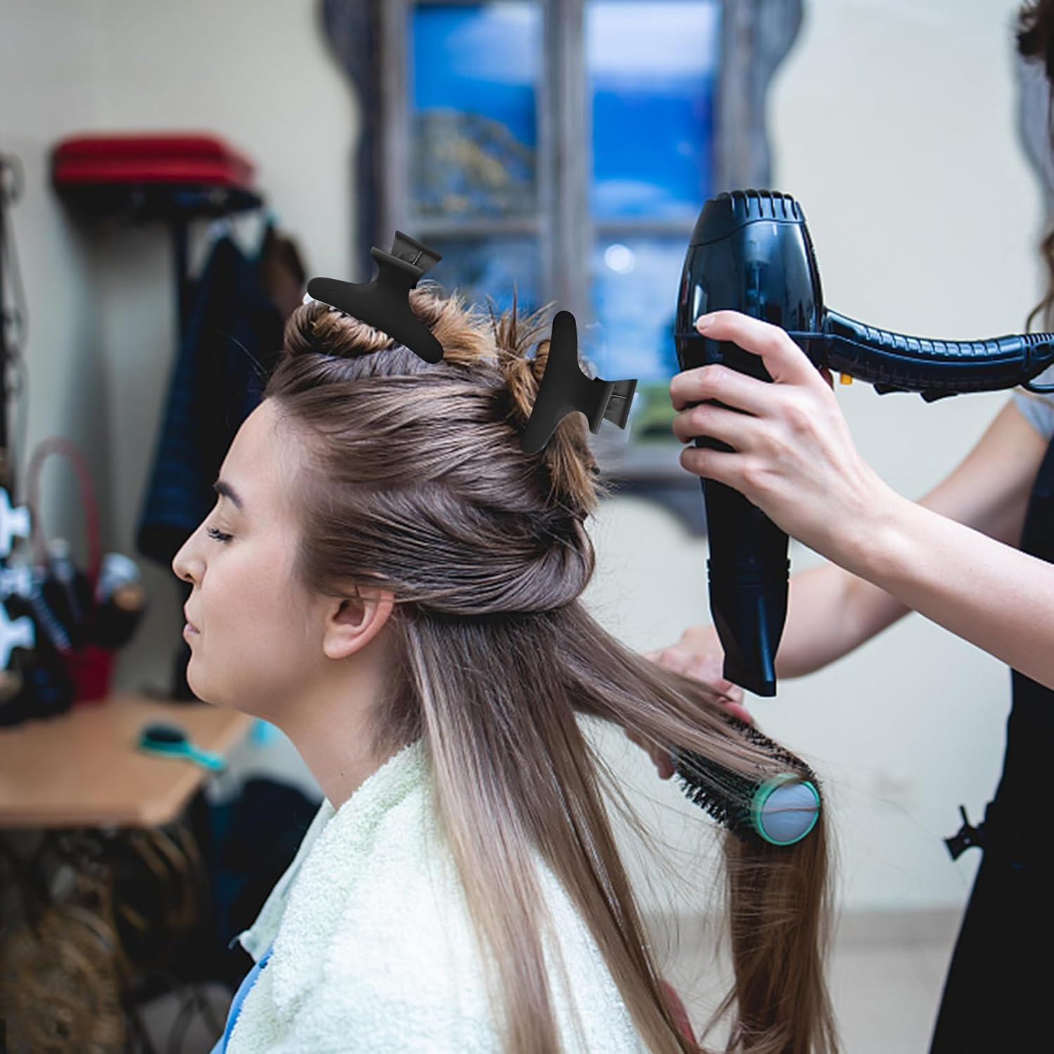 BAHABY Hair Clips for Styling Sectioning 12 Pack Black Butterfly Clamps Hair Claw Clips Pro Salon Hair Clips for Styling, Sectioning, Cutting and Coloring image number 4