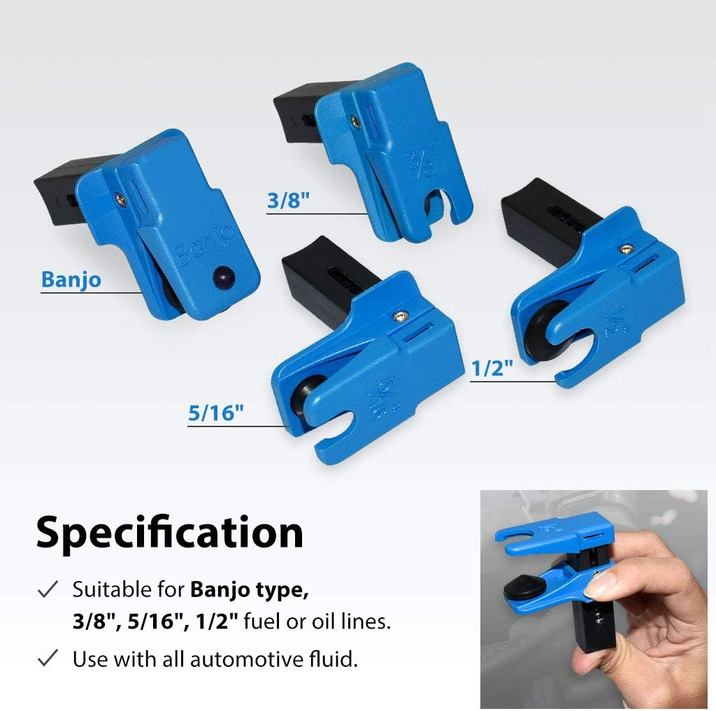 FIRSTINFO Banjo, 3/8&rdquo;, 5/16&rdquo;, 1/2&rdquo; Auto Steel Line Stopper Kit for Splitting a Brake Line and Prevent Brake Fluid Leaks.