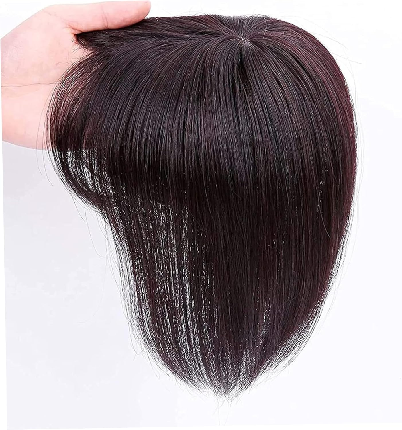 Short Hair Wigs, Human Hair Topper Thinning Hair Topper Clip in Hairpieces 20Cm Dark Brown Hair Extensions for Women image number 4