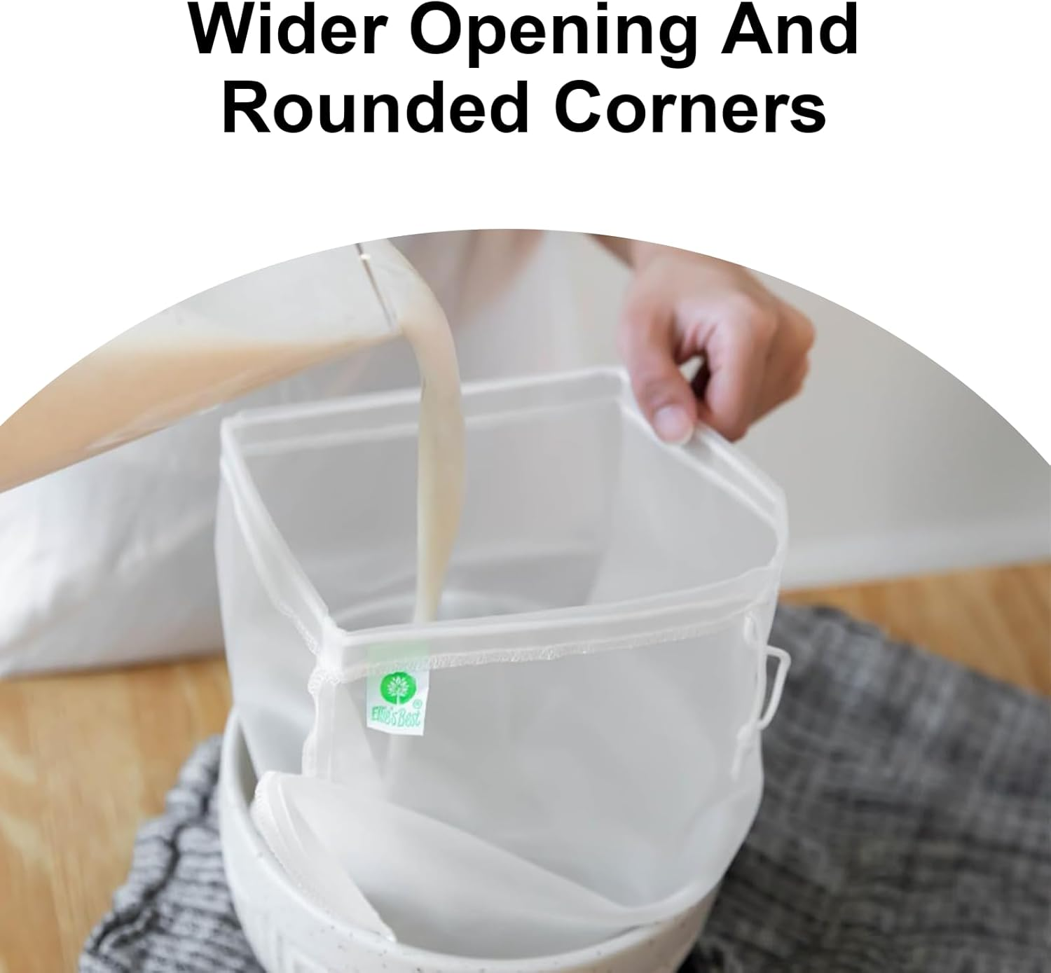 Rhoyee 4-Pack 12"X12" Nut Milk Bags &ndash; Reusable 100-Micron Fine Mesh Food Grade Nylon Strainer for Almond Milk, Cold Brew Coffee, Juice, Yogurt, Tea & Home Brewing &ndash; XL Cheesecloth Alternative image number 2