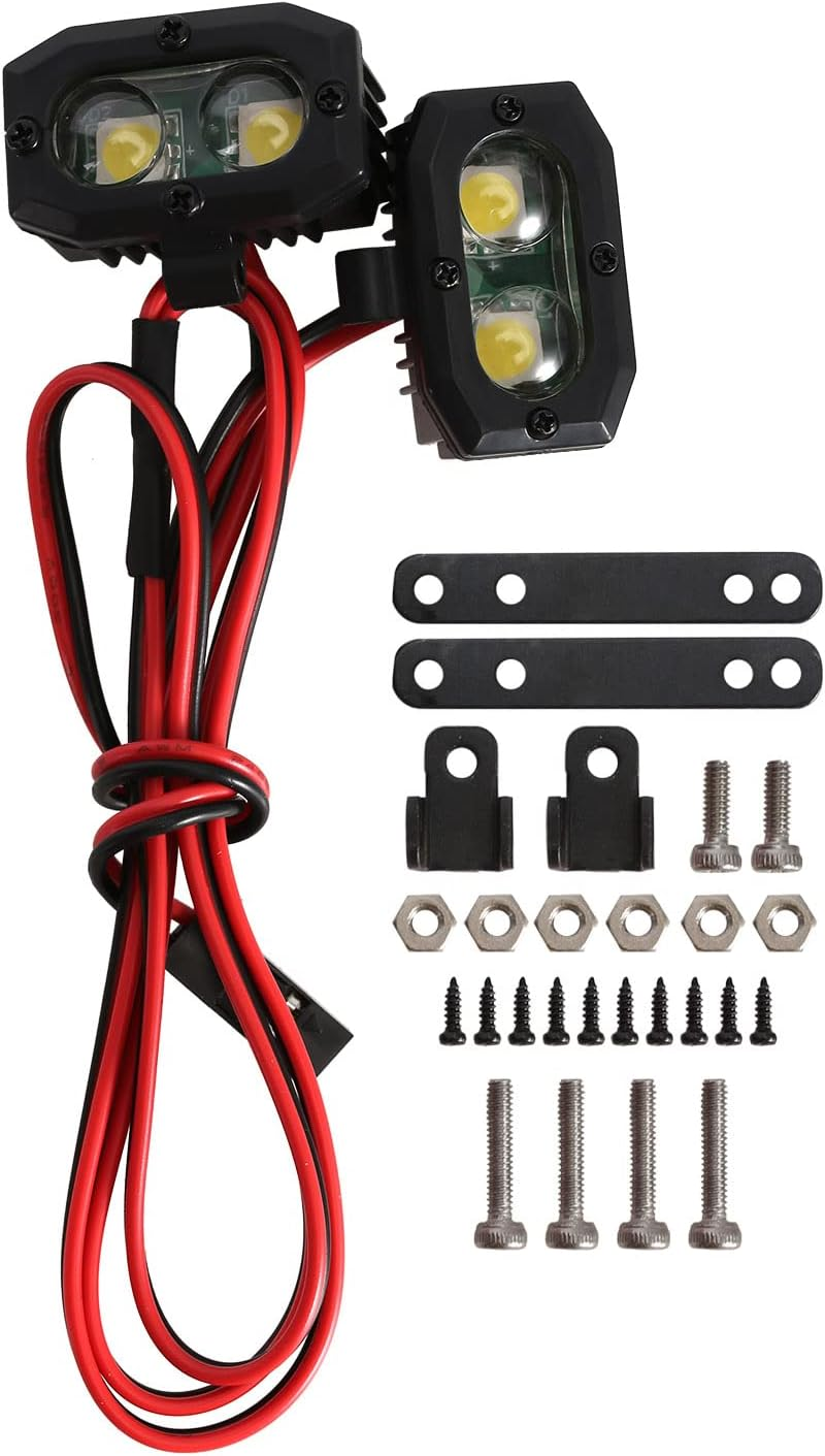 INJORA RC Crawler Lights LED Headlight for Axial TRX-4 TRX6 SCX10 90046 Wraith Redcat Gen8 1/10 RC Crawler Car,4Pcs image number 1