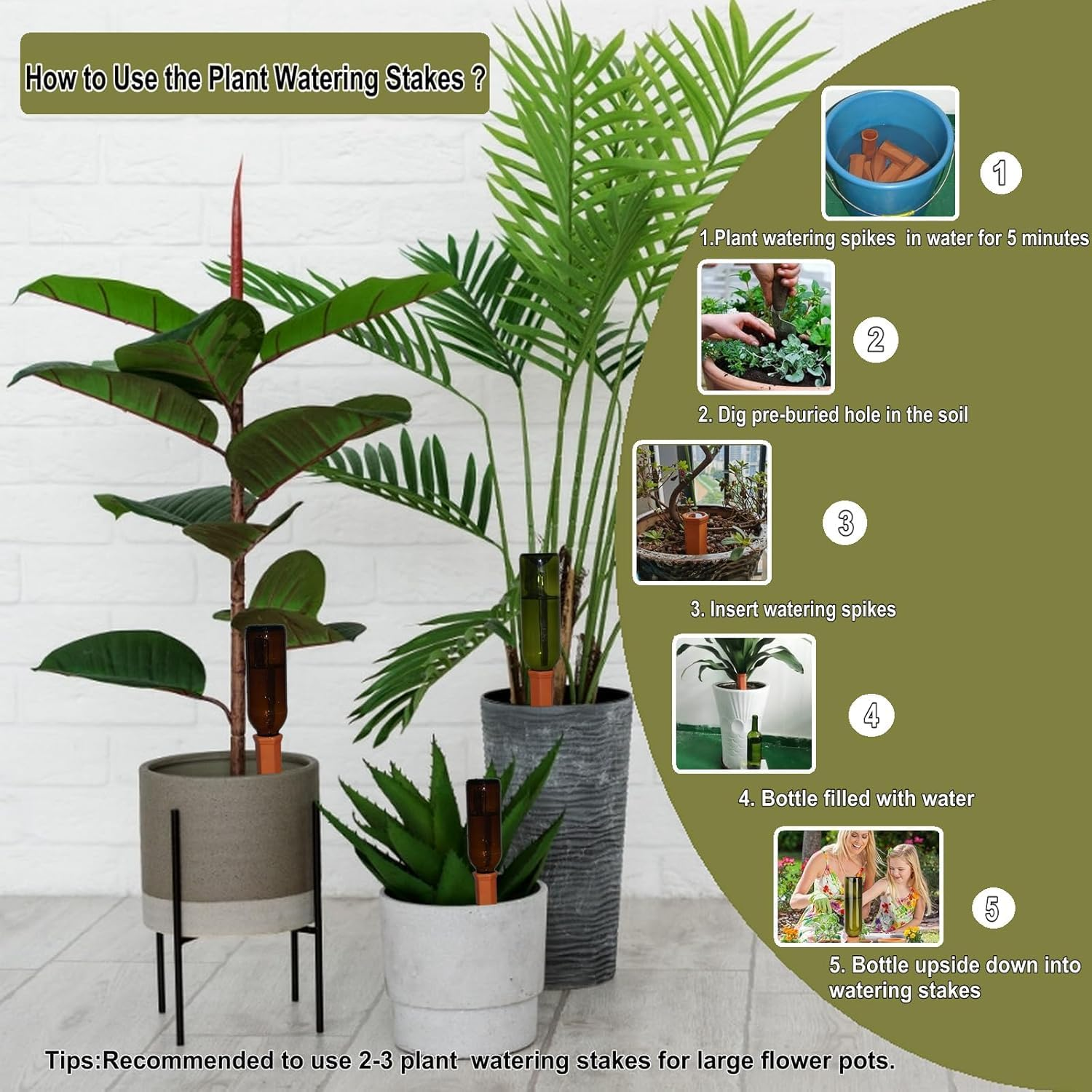 Yharnamite 4 Pcs Terracotta Plant Watering Devices, Plant Watering Stakes, Garden Automatic Plant Dripper for Indoor & Outdoor Plants image number 5