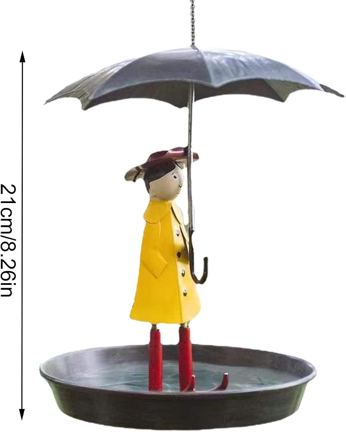 Hanging Garden Bird Feeder: Tray Plate for Girls Umbrella, Outdoor Ornaments Bowl | Wildlife Attraction Characteristic, Lovely Decorative Sculpture Pair image number 2