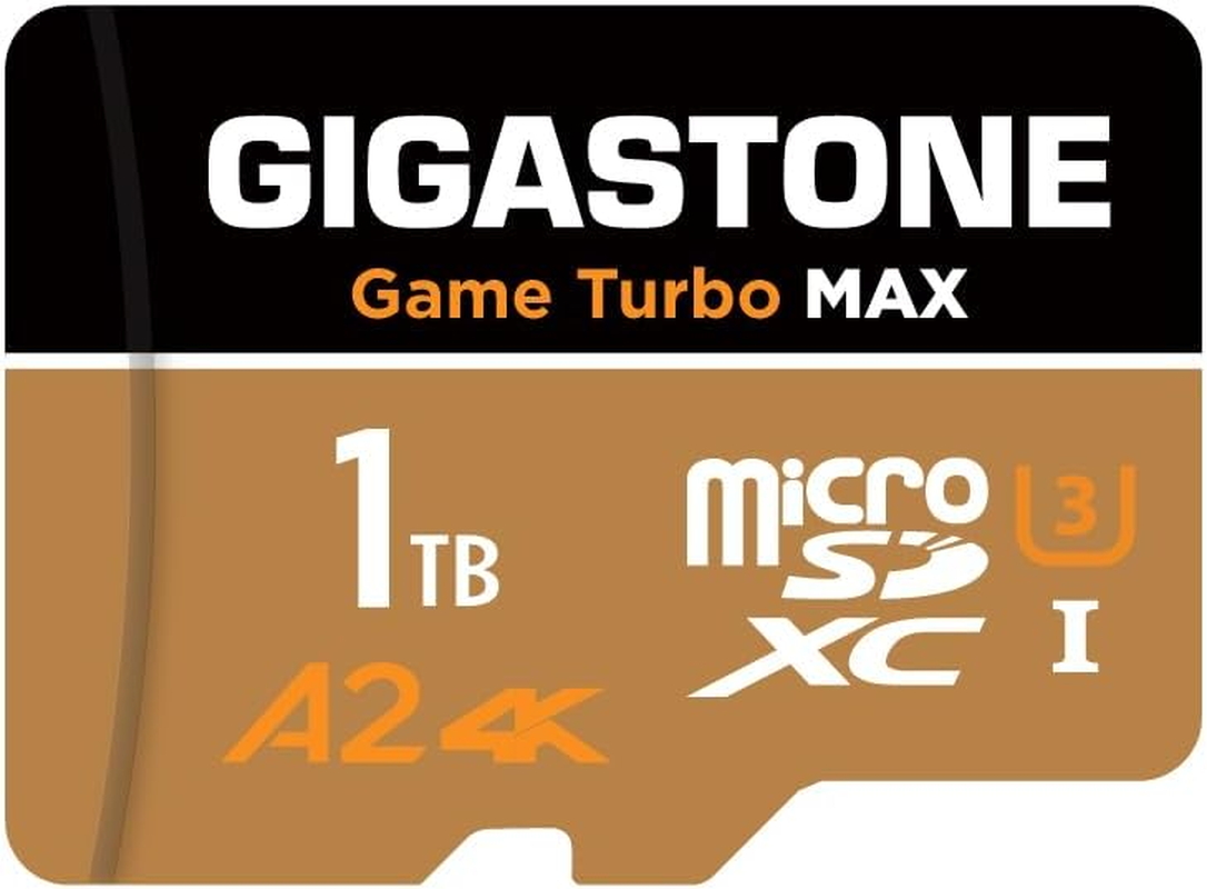 [5-Yrs Free Data Recovery] GIGASTONE 1TB Micro SD Card, 4K Game Turbo MAX, Microsdxc Memory Card for Nintendo-Switch 1, Gopro, Action Camera, DJI, UHD Video, R/W up to 160/140 Mb/S, UHS-I U3 A2 4K C10