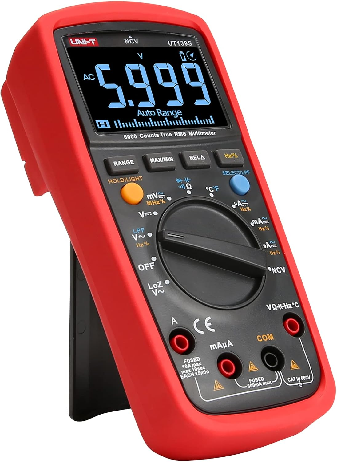 Uni-T Mie0361 UT139S Universal Multimeter, Black/Red, 17.5 X 8.1 X 4.8 Cm image number 6