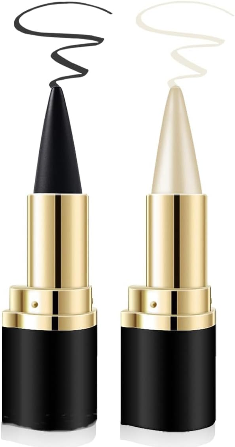 Wimode 2 Colors Gel Eyeliner Set,Quick-Dry Cream Eyeliner Waterproof and Smudge Proof Eye-Liner Pencil Long-Lasting Matte Black Eye Liner Stick for Women Girls(01 Silver+02 Brown)