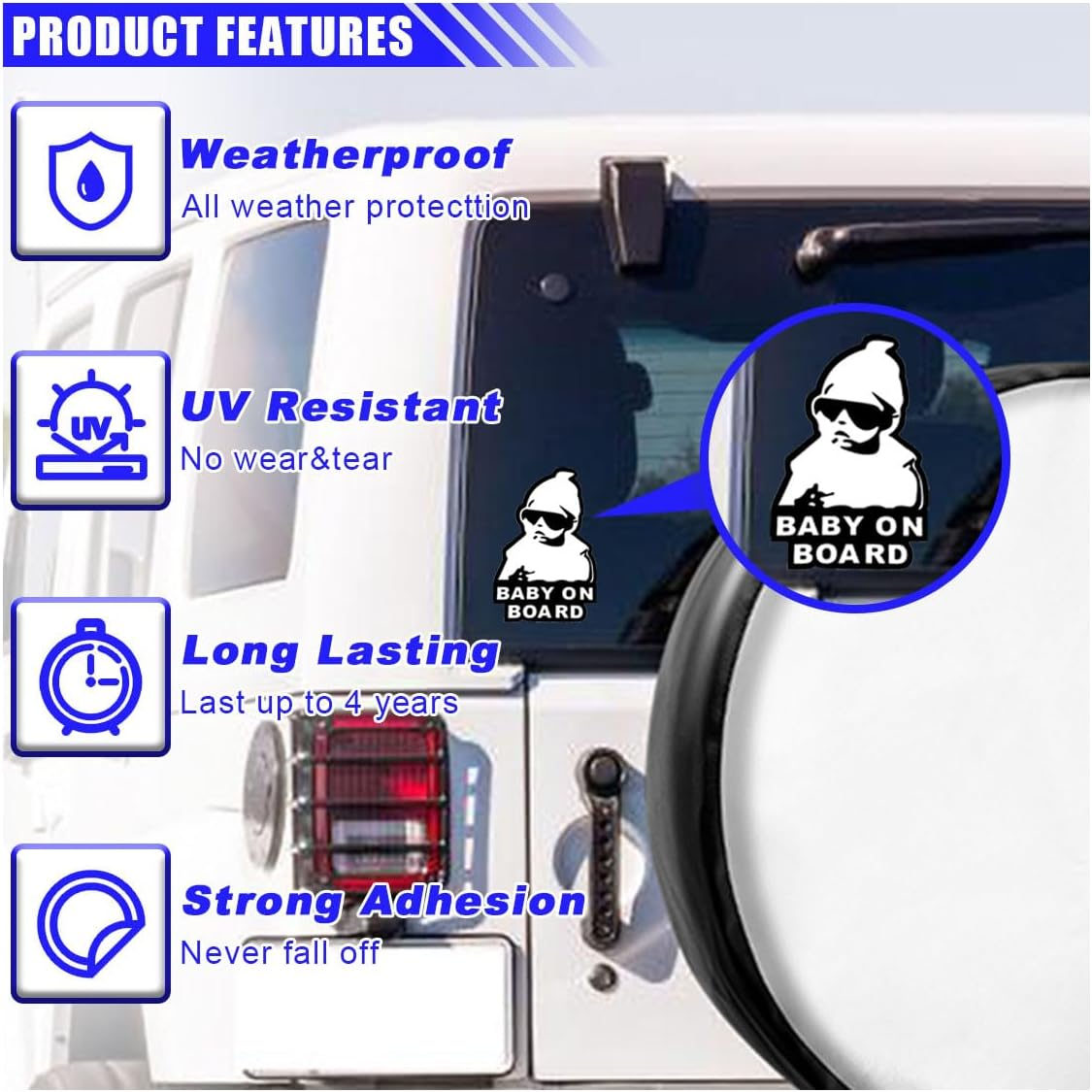 Baby on Board Sticker for Car, Funny Baby Safety Car Signs, Adhesive/Removable/Reflective/Waterproof, Cute Safety Caution Decal, No Need for Magnet or Suction Cup (1PC) image number 3