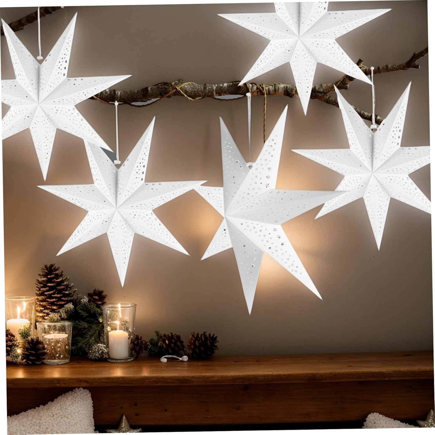 Paper Star Lantern, 3Pcs 28 Inch Large Star Lantern, Decorative Star Paper Lantern, White Hanging Stars Lamp Shade for Wedding Birthday Christmas Party Decor Star Lantern Paper Star Lanterns Paper La image number 1