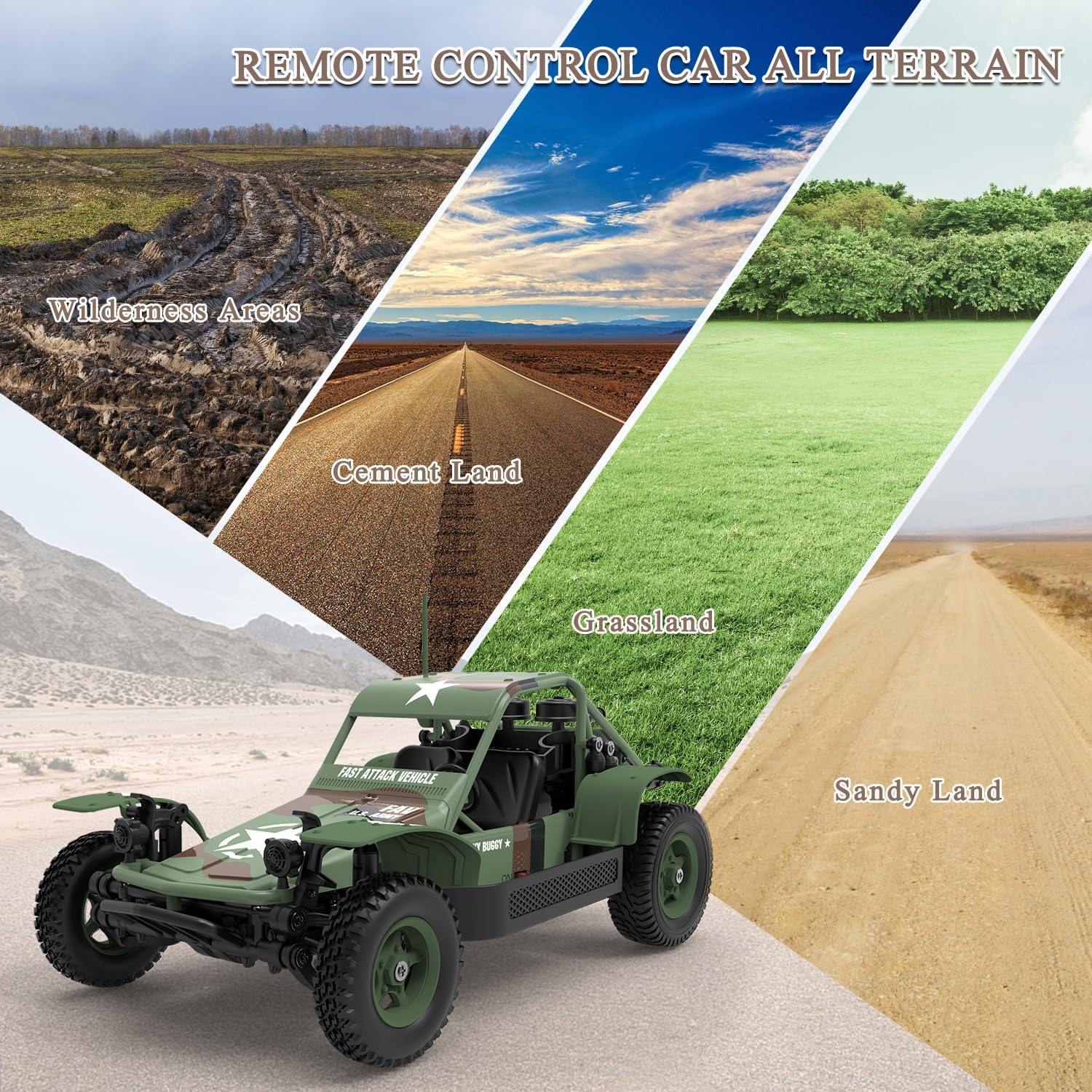 Spobot RC Car Military Truck 4WD Off-Road Army Tactical Vehicle Remote Control Truck with Lights Drift Cars Kids Hobbytoy image number 2