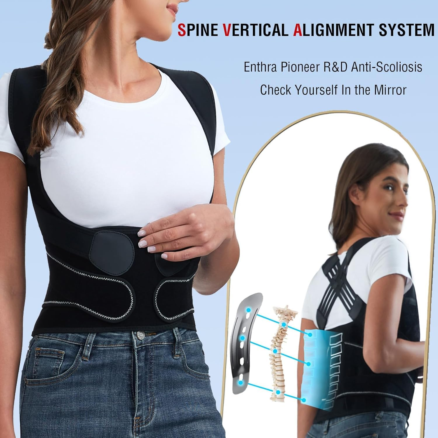 Shoulder Brace Posture Corrector for Women Men, Xinm Back Support Belt Lower Back Brace Scoliosis and Hunchback Correction Shoulder Support Spine Corrector Adjustable Posture Trainer - Black (Medium)