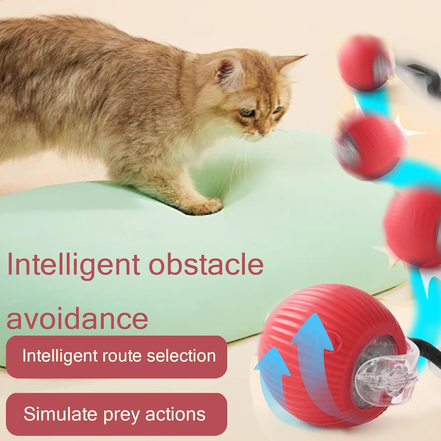 YOUYIKE Interactive Cat Toy, Dog Ball Toy with Rope, USB Rechargeable Rolling, Interactive Ball for Dogs, Magic Ball for Dogs and Cats of All Sizes and Ages